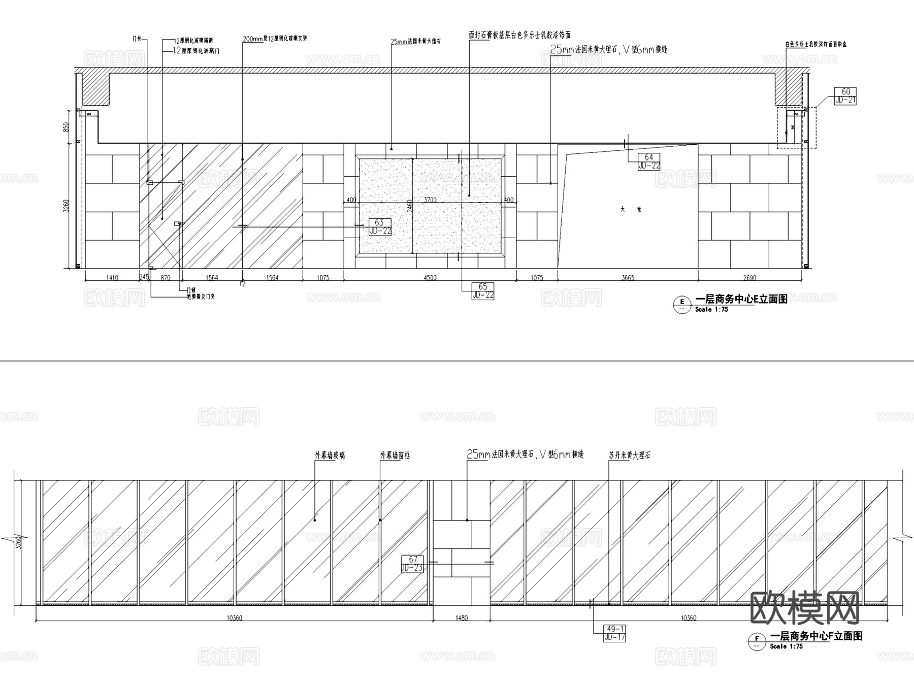 绿洲中环中心3#楼1~2层办公室室内工装CAD施工图cad施工图