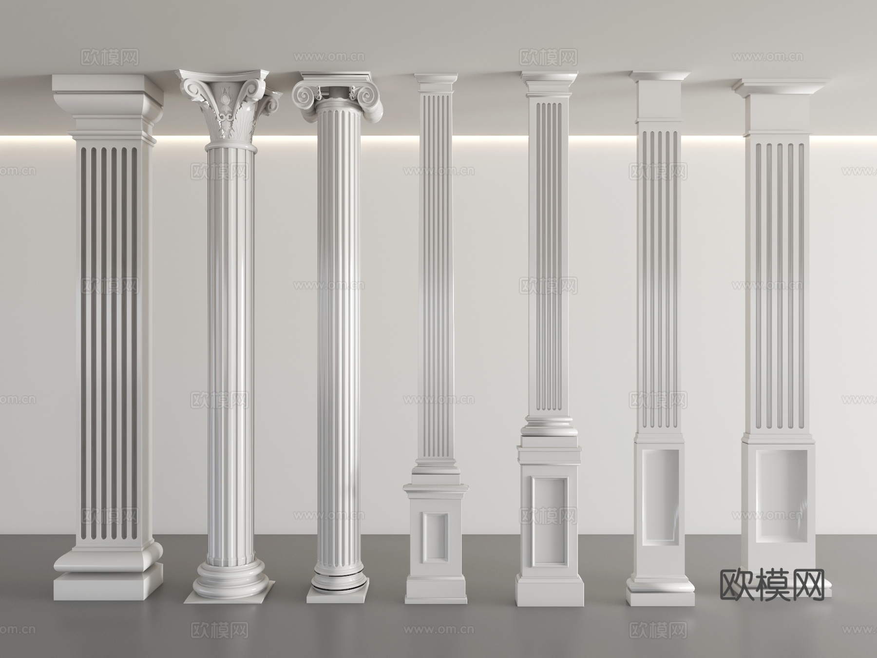 欧式柱子 罗马柱 石膏柱 圆柱 方柱3d模型下载
