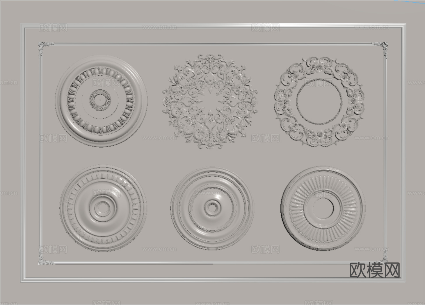 欧式石膏雕花 灯盘su模型