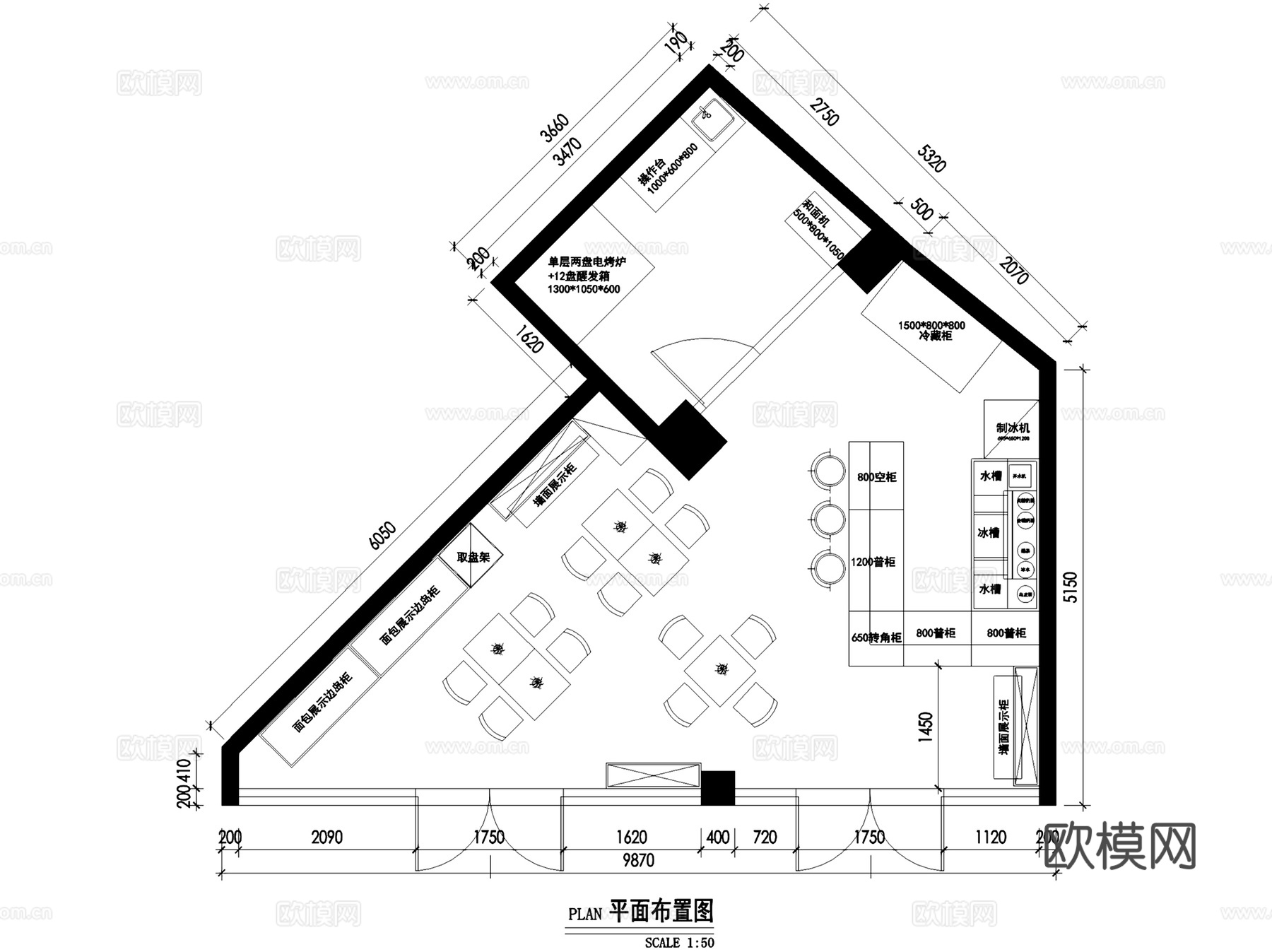 iFcha一夫茶奶茶店室内工装CAD施工图cad施工图