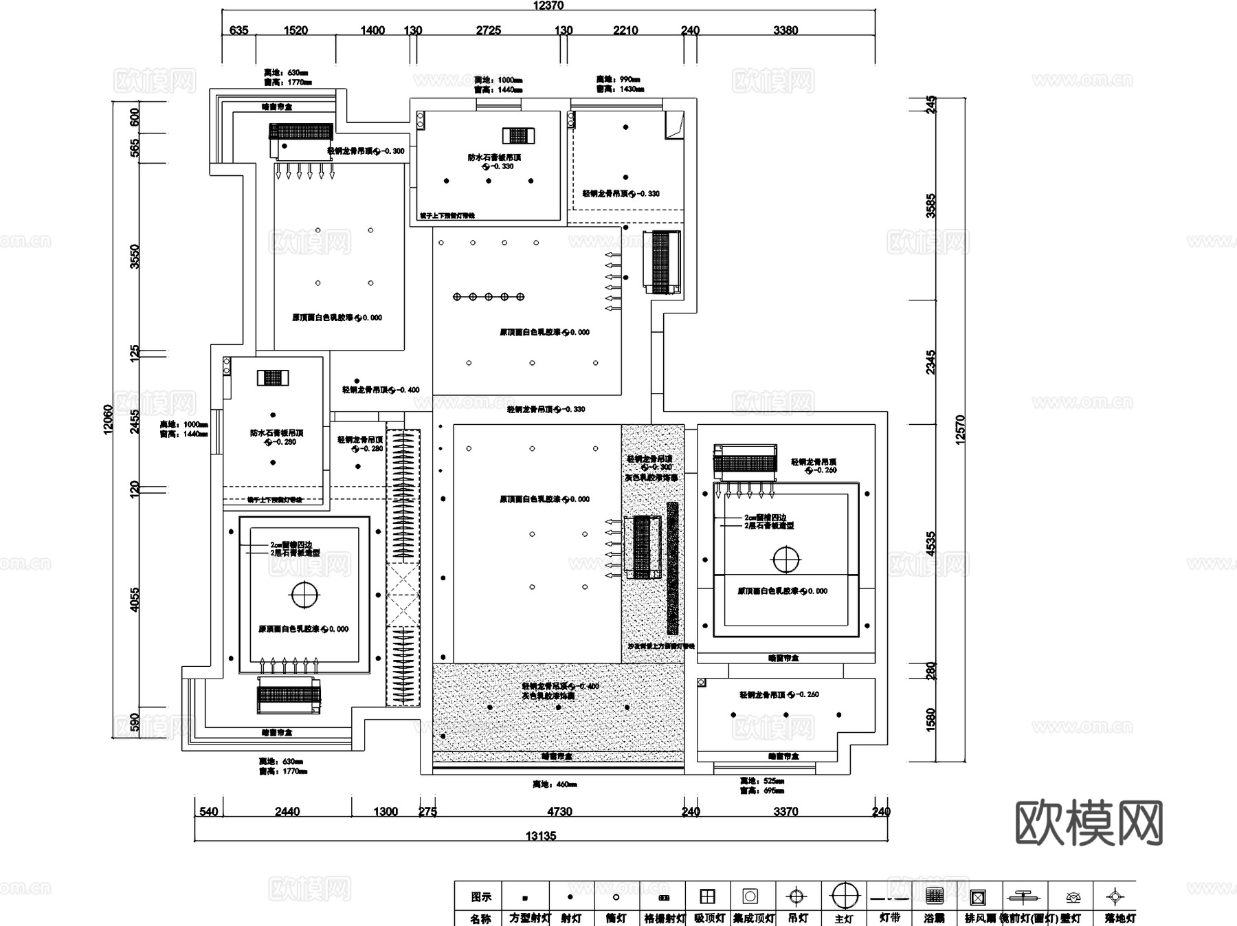 周庄雅居无主灯室内家装CAD施工图整套cad施工图