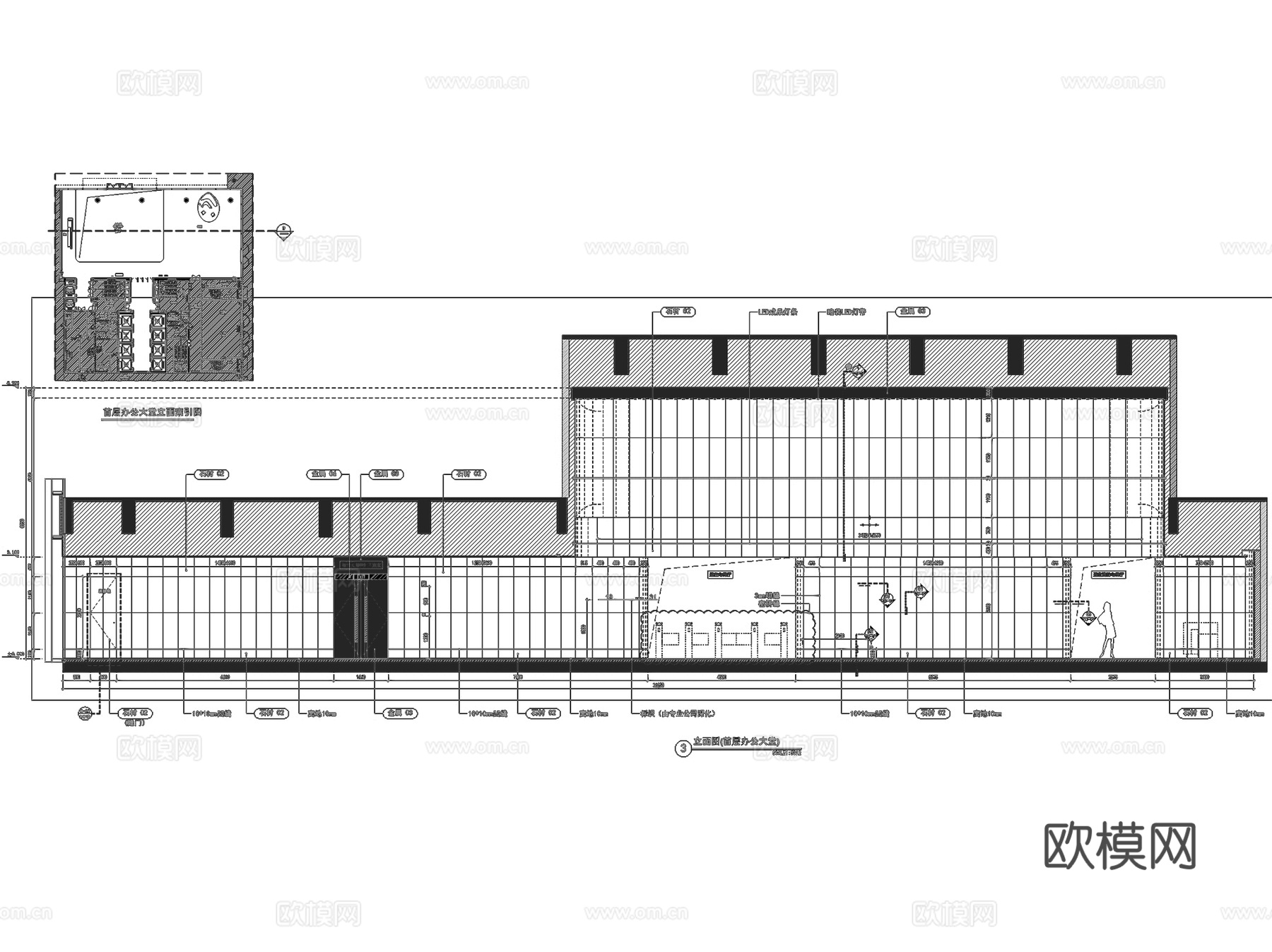 粤海湾区中心办公楼AB栋室内工装CAD施工图整套cad施工图