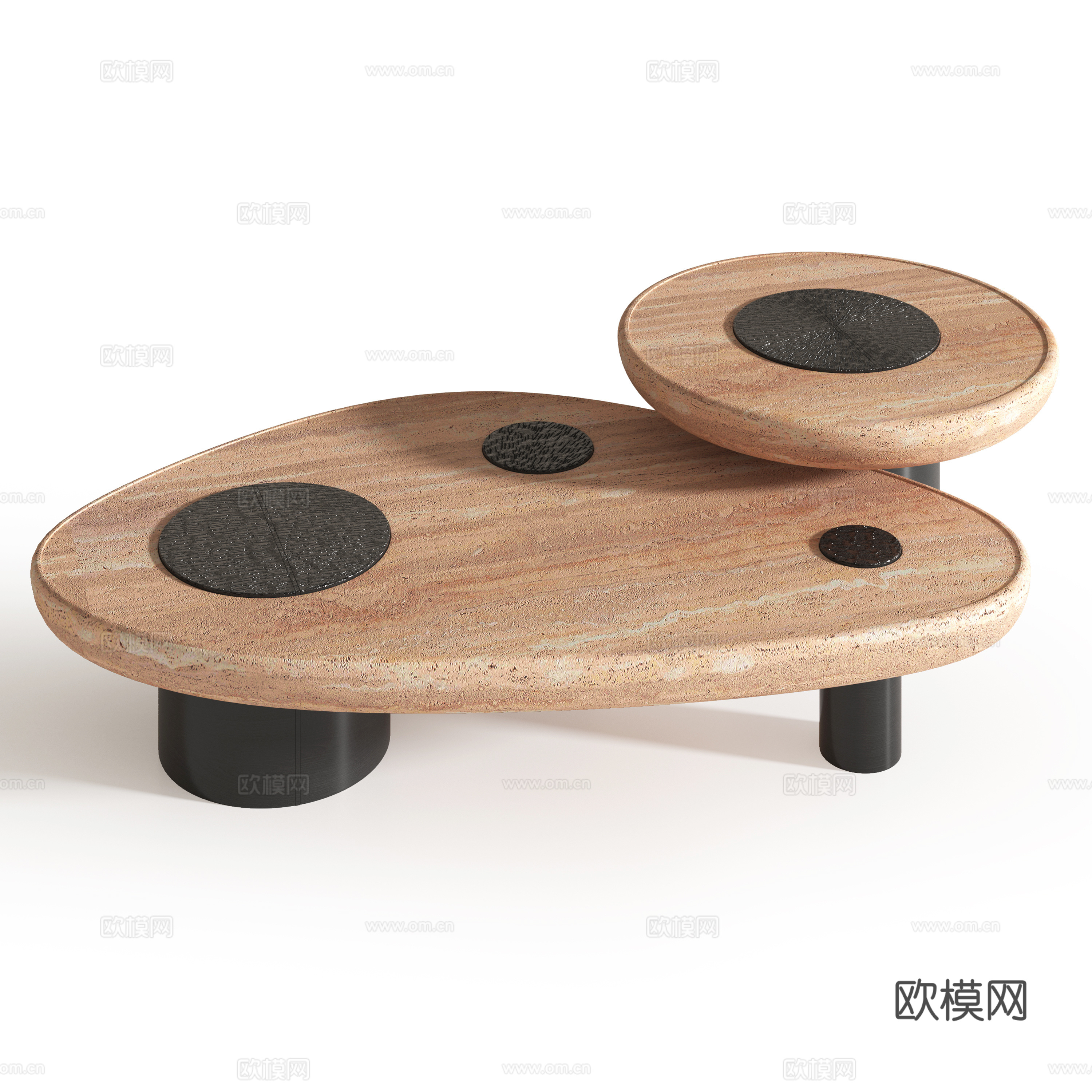 奶油风组合茶几su模型