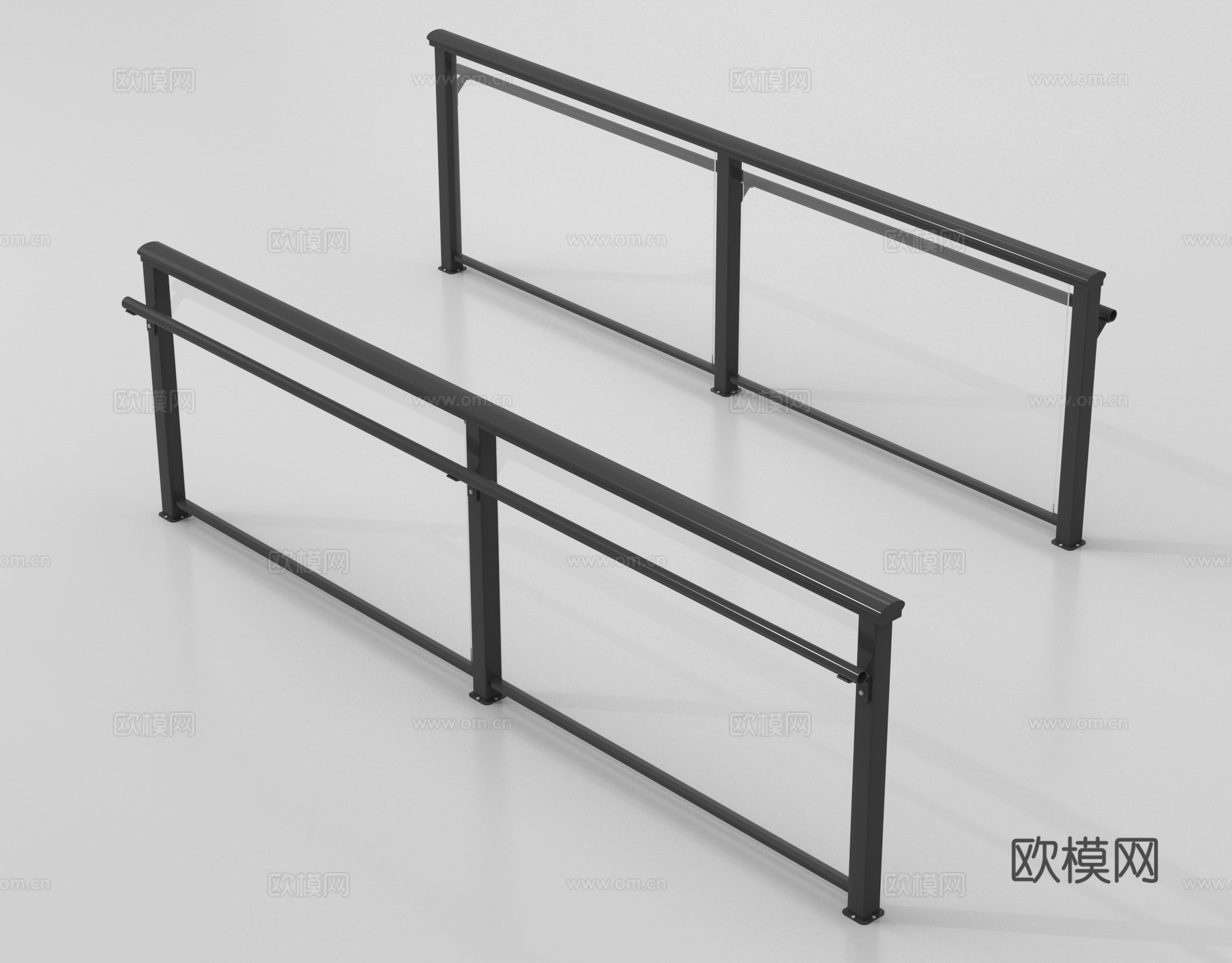 现代围栏护栏 玻璃栏杆 护栏 扶手 阳台护栏3d模型