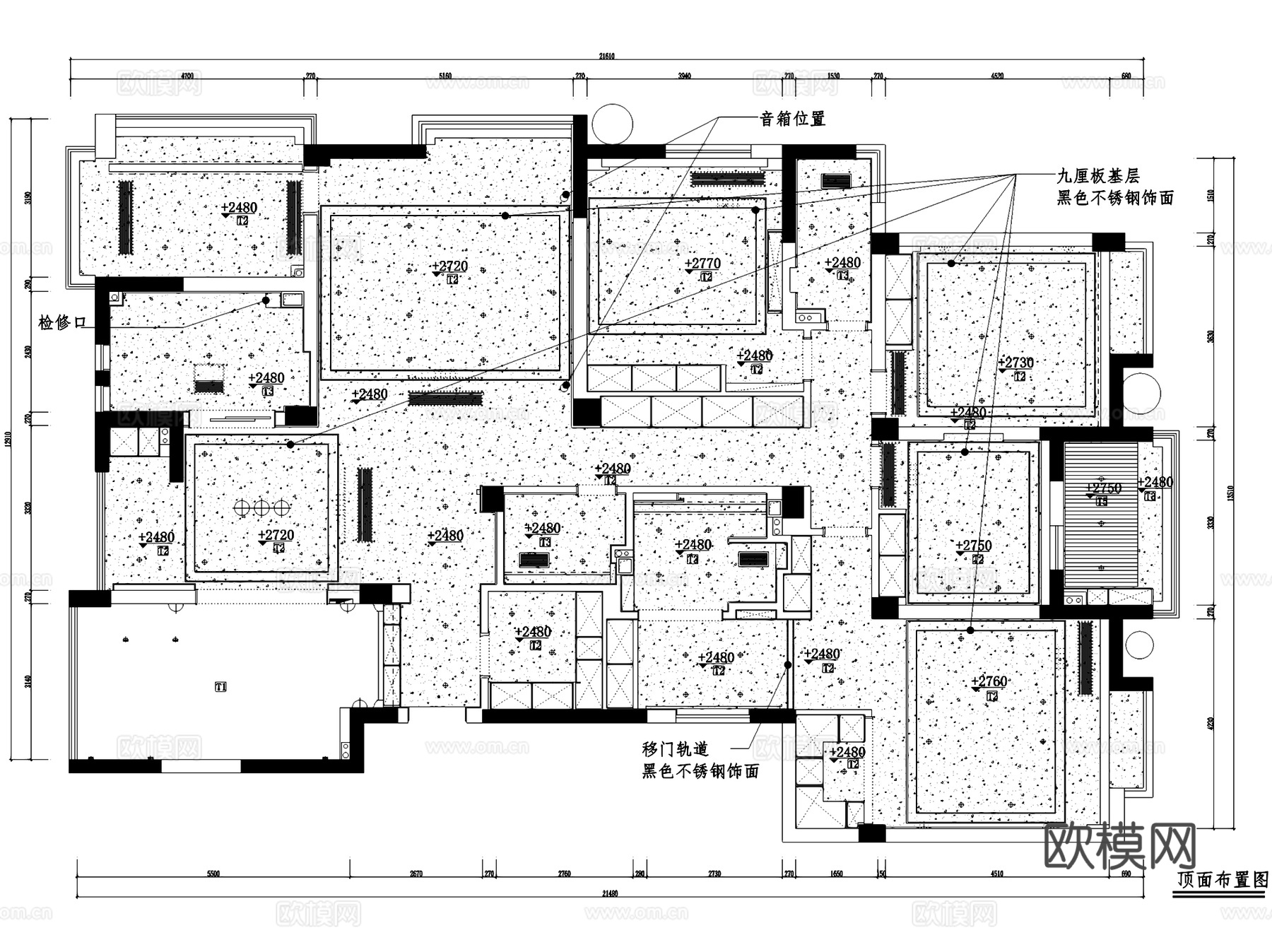 杭州东海水景城3-501无主灯室内家装CAD施工图整套cad施工图