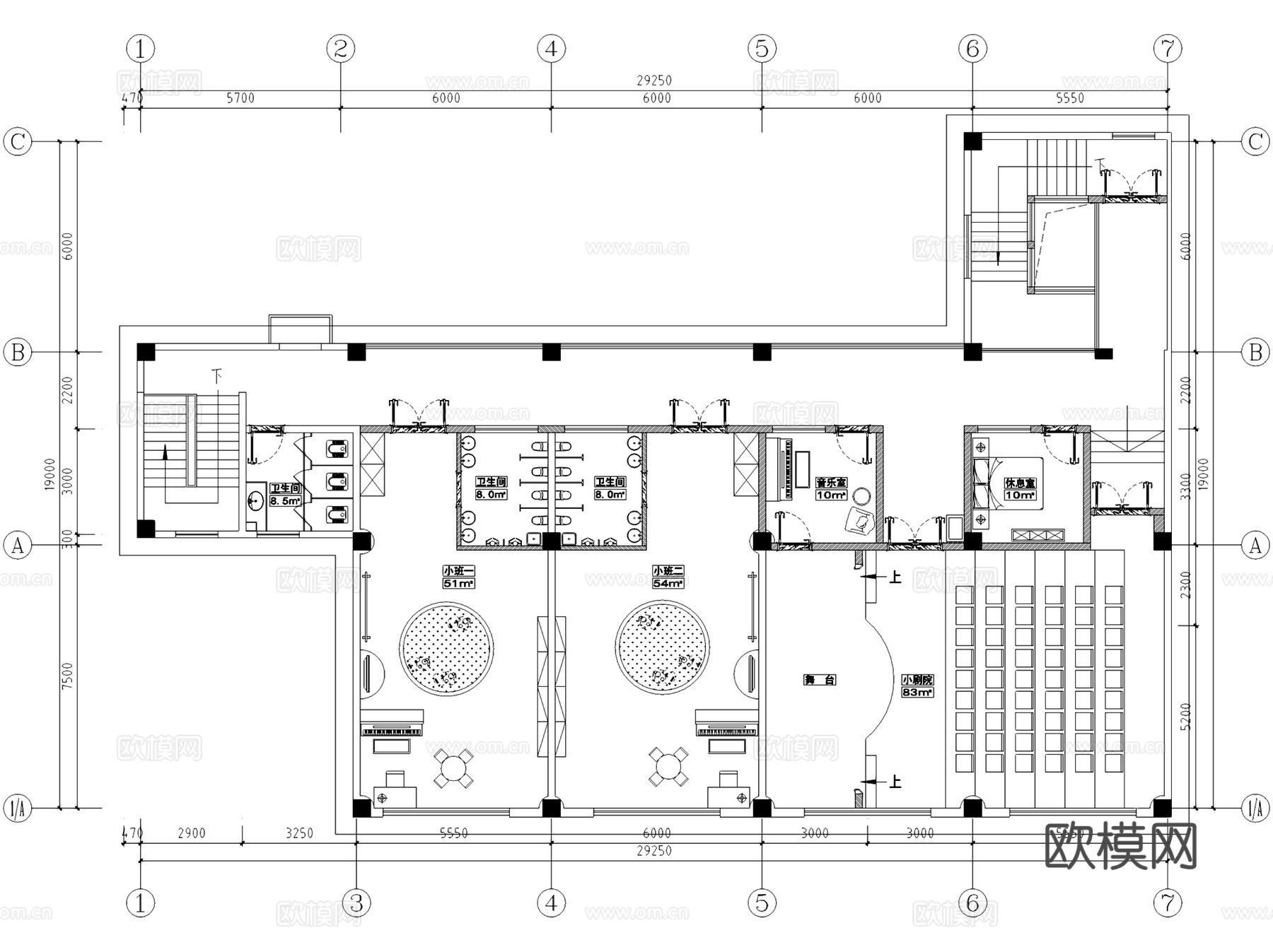花园小镇时尚幼儿园室内工装CAD施工图cad施工图