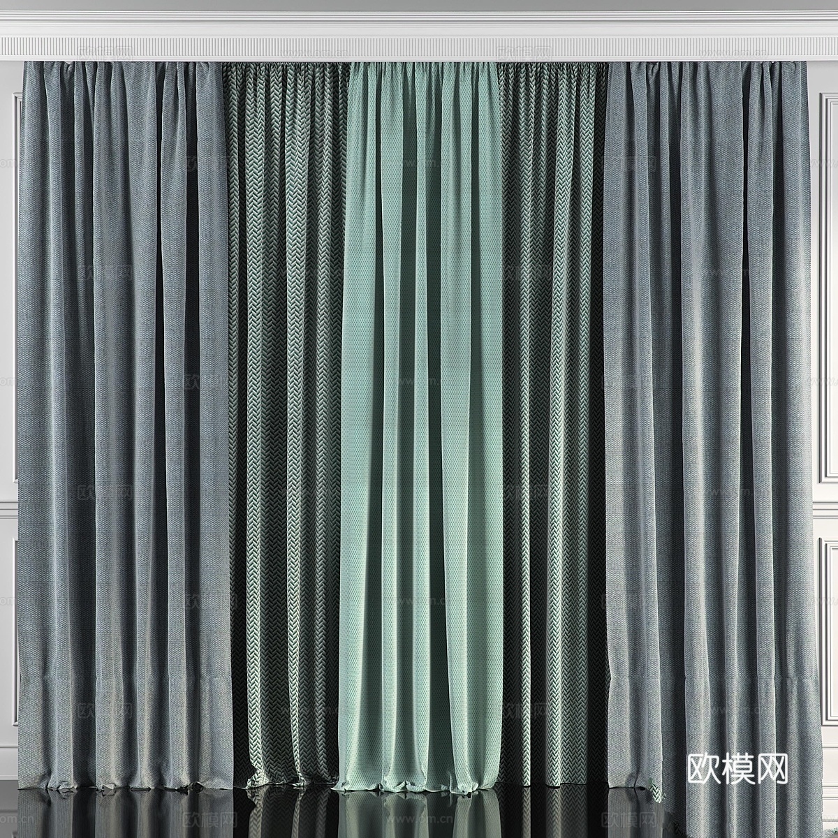 窗帘配窗户573d模型