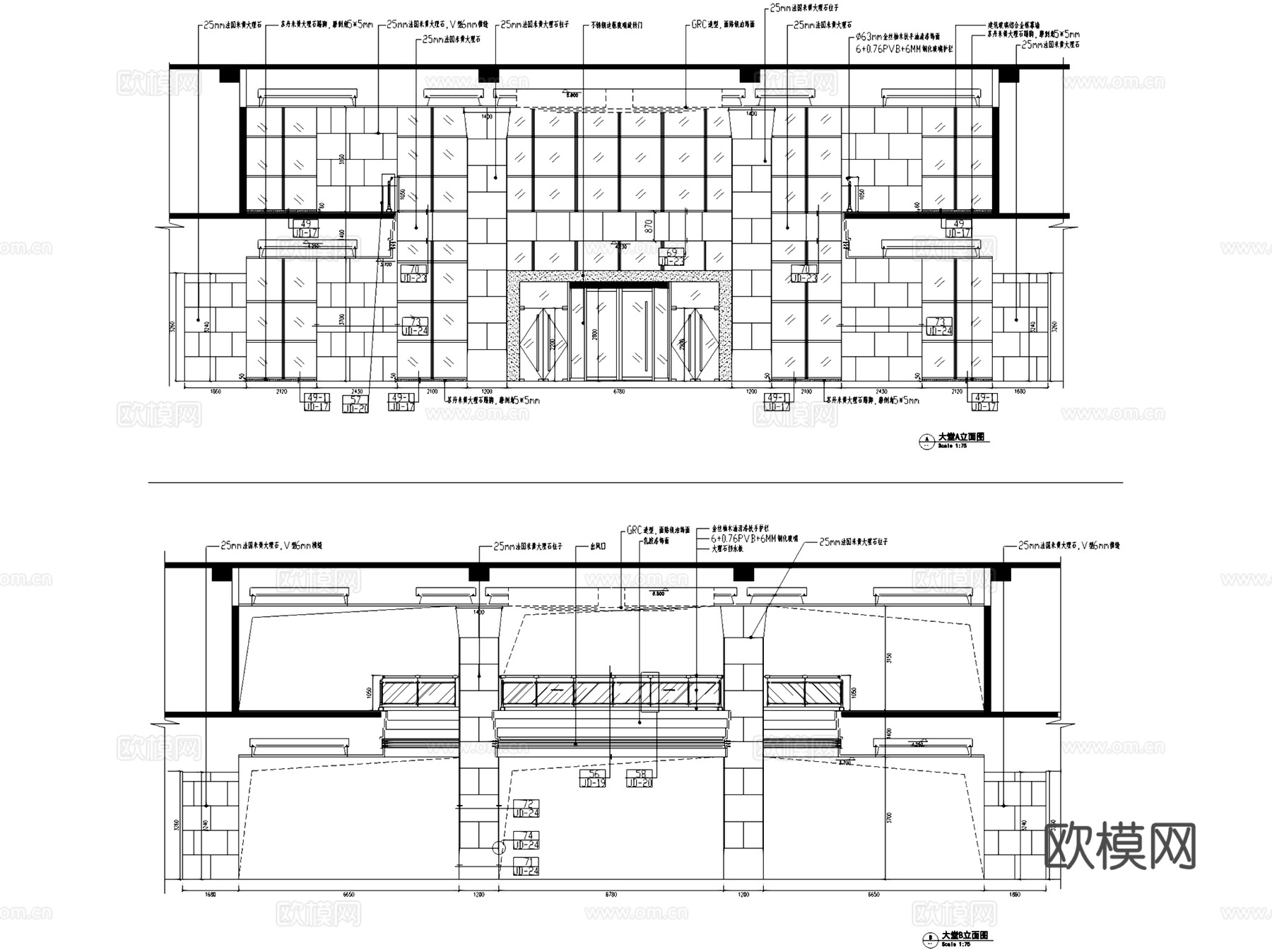 绿洲中环中心3#楼1~2层办公室室内工装CAD施工图cad施工图