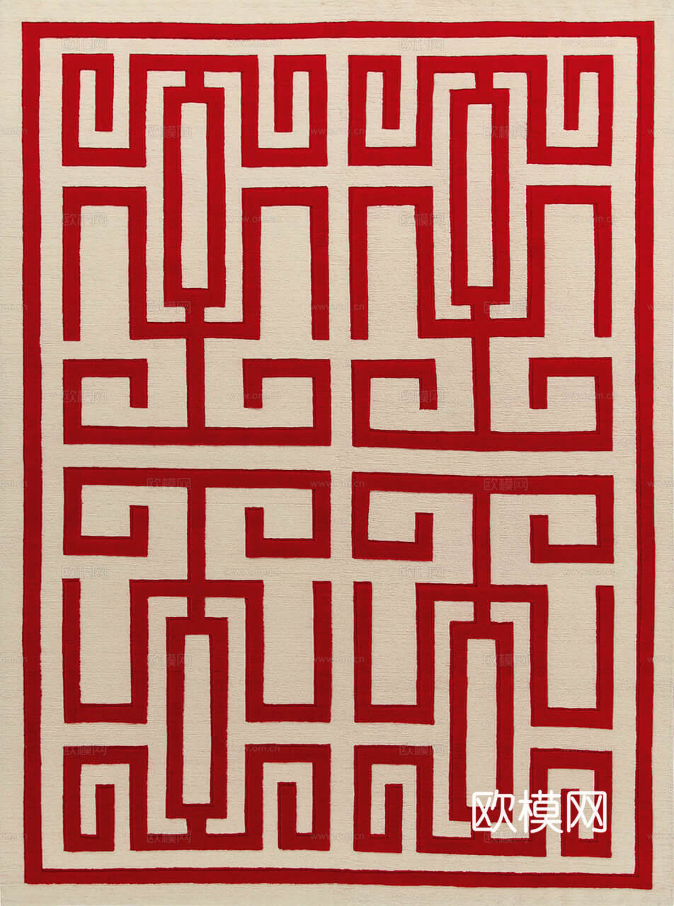 新中式几何地毯  简约地毯 地毯 块毯 毛毯