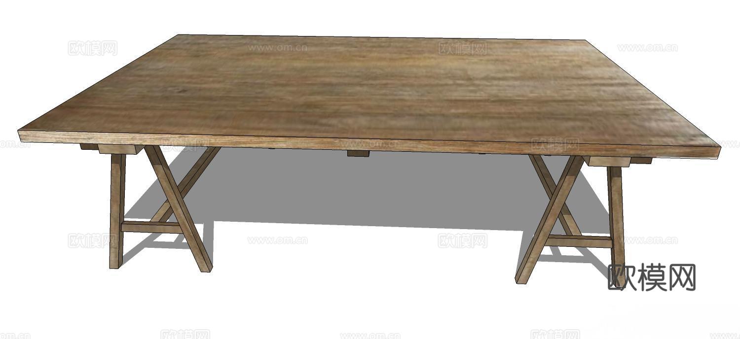 实木桌子 实木餐桌 家用桌子 桌子 现代桌子su模型