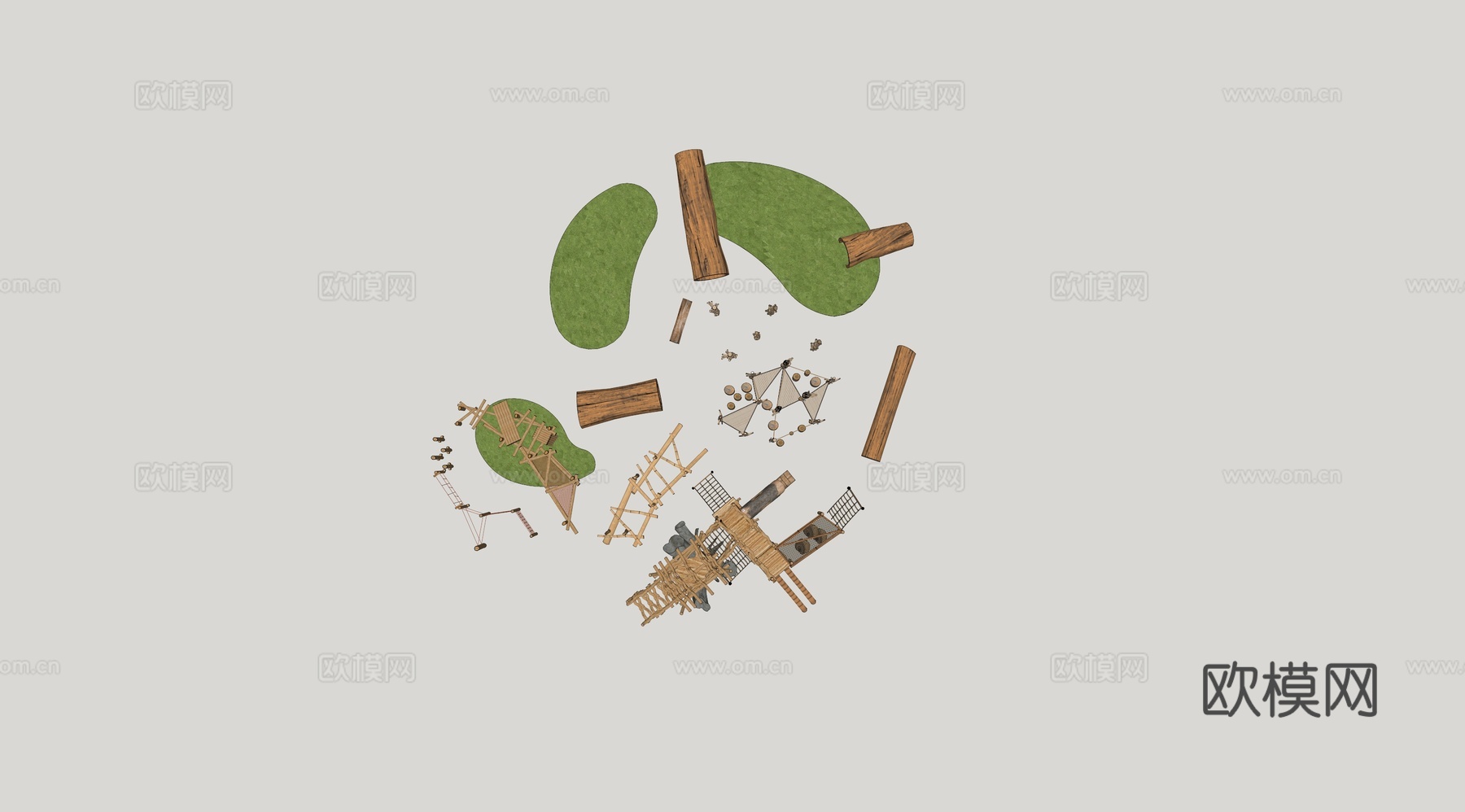 景观公园口袋公园 树枝树干结构 树枝结构滑梯 儿童游乐设备su模型