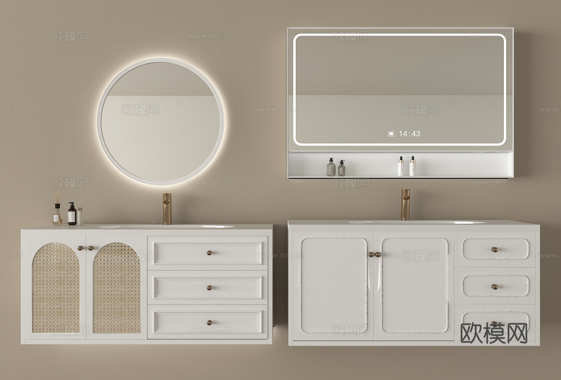 法式浴室柜  镜柜3d模型下载