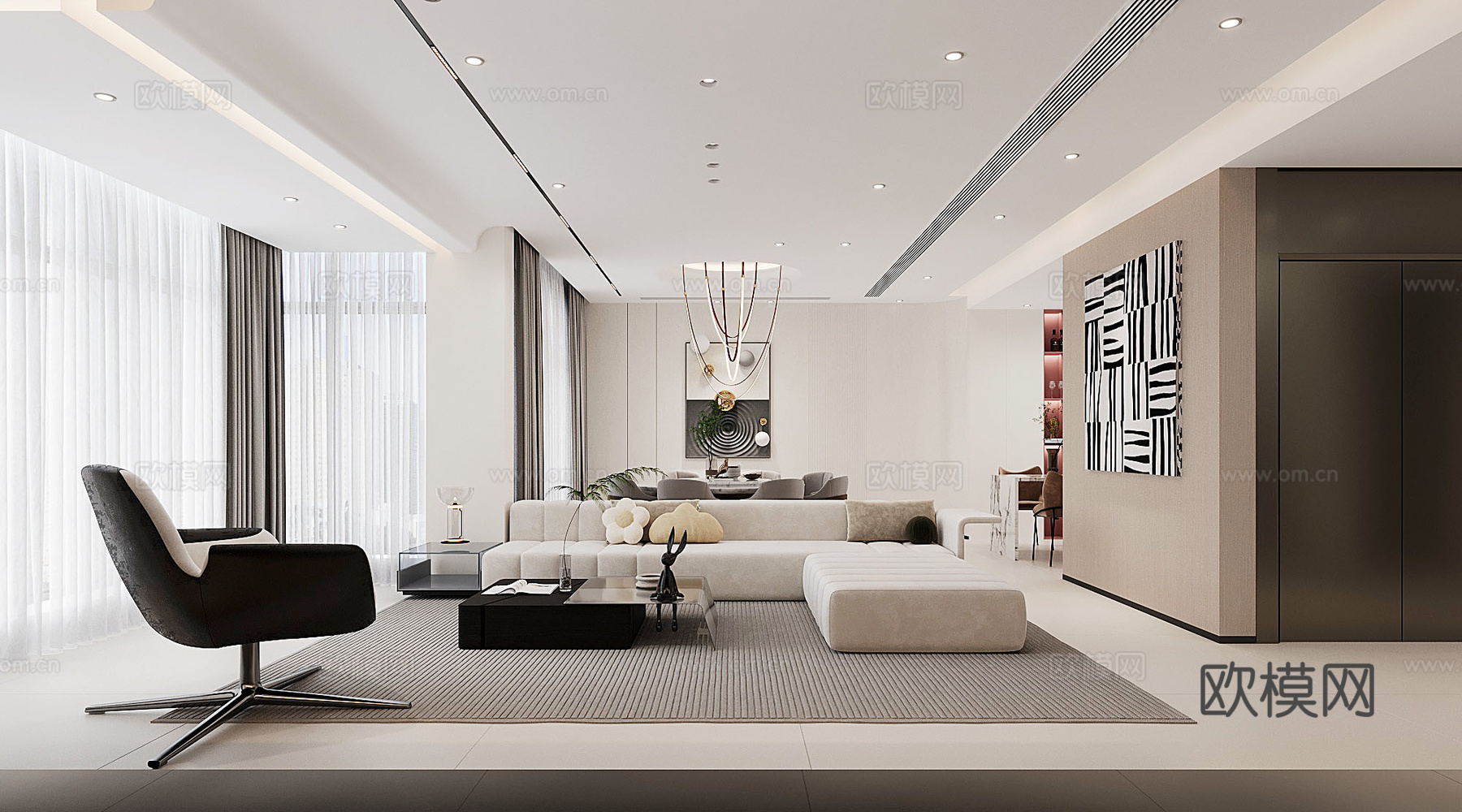 现代客餐厅3d模型