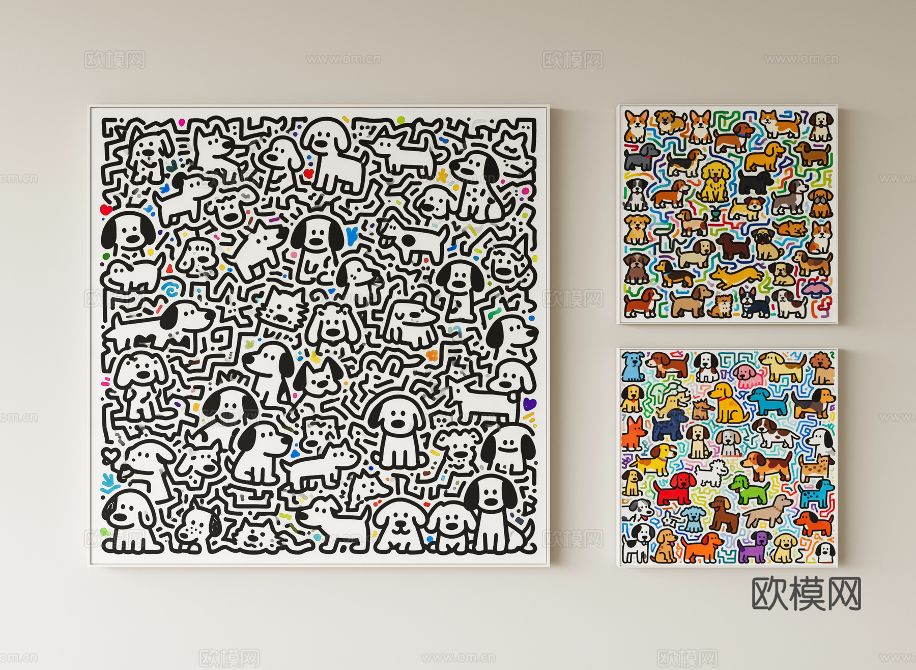 小狗简笔涂鸦画su模型