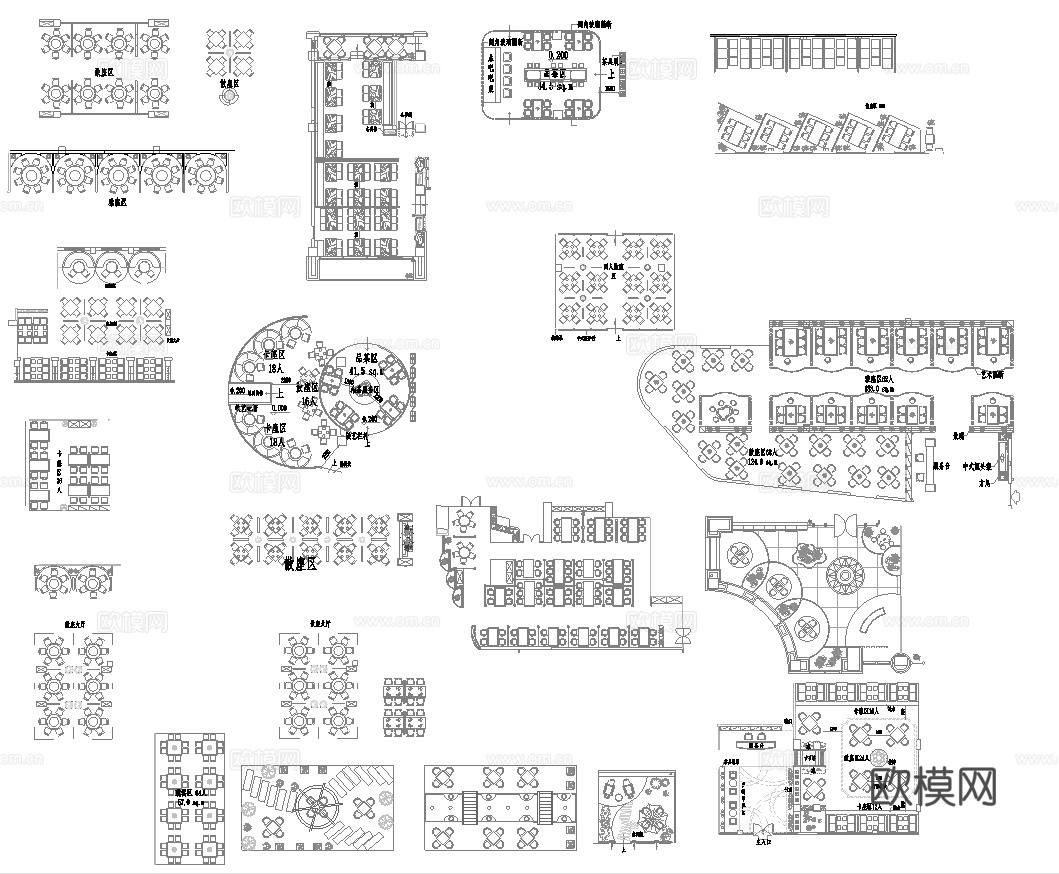 最新工装 餐厅图库 施工图合集cad施工图