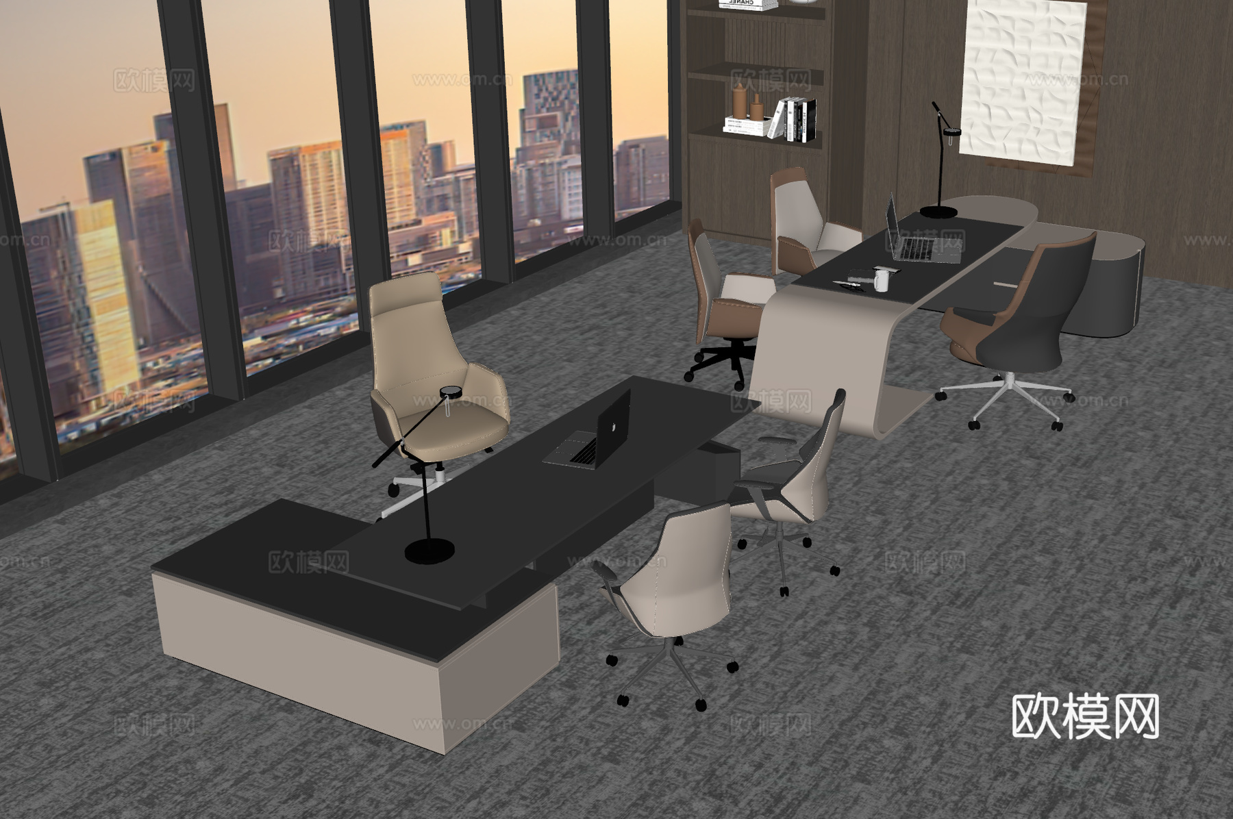 现代办公桌椅 老板桌椅 班台桌椅 经理室su模型