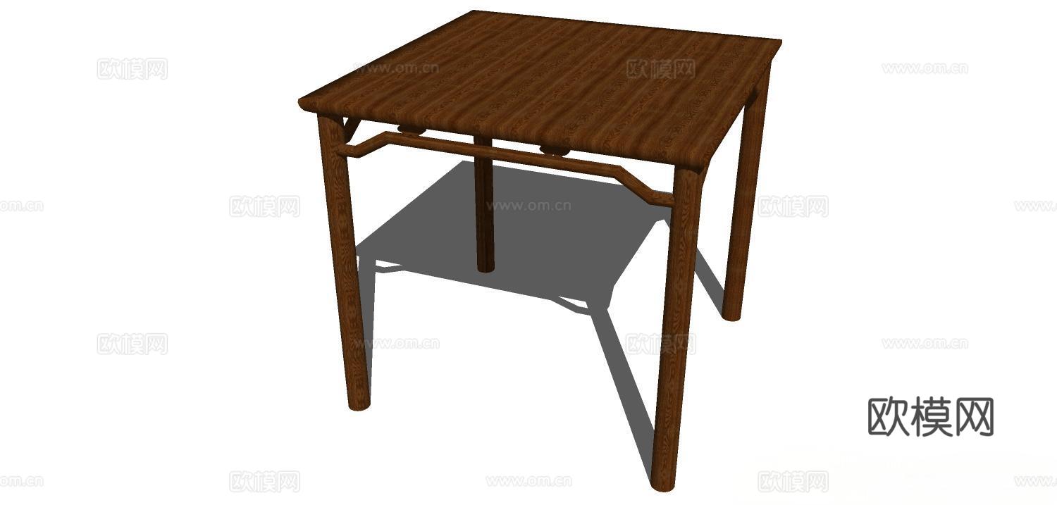 实木桌子 实木餐桌 家用桌子 桌子 新中式桌子su模型