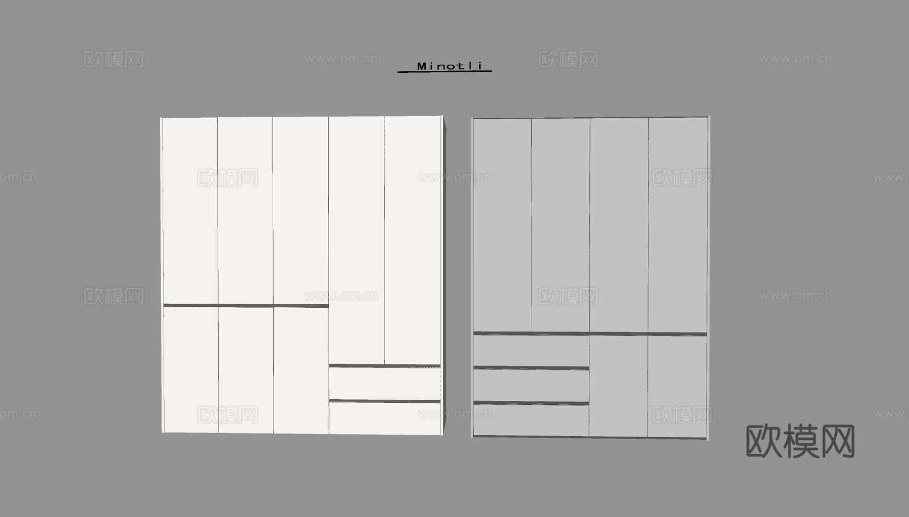 现代简约实木衣柜 衣柜收纳柜储物柜su模型
