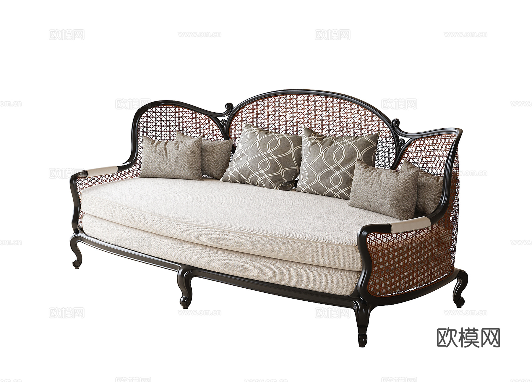 现代户外沙发 藤编沙发su模型