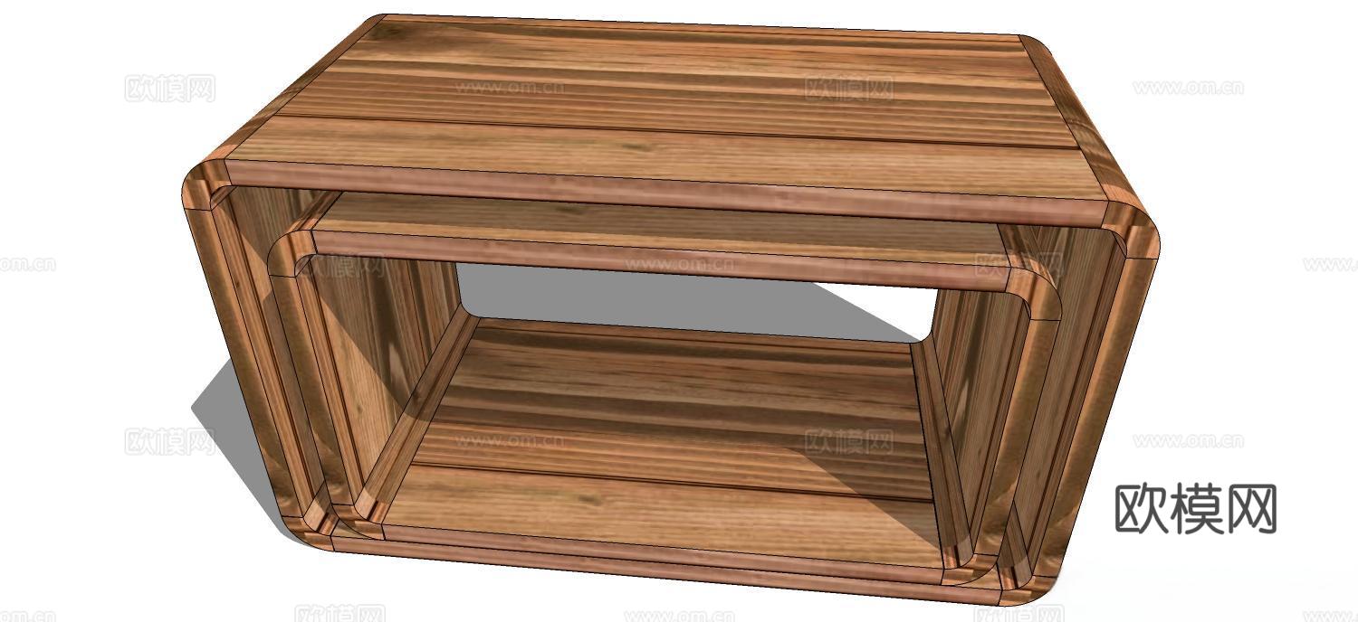 造型茶桌 茶桌 实木茶桌su模型