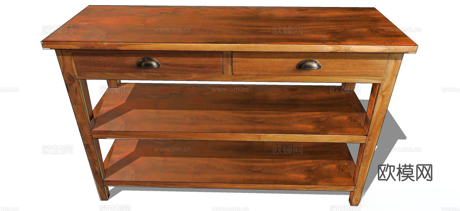 实木桌子 实木吧桌 家用桌子 桌子 新中式桌子su模型