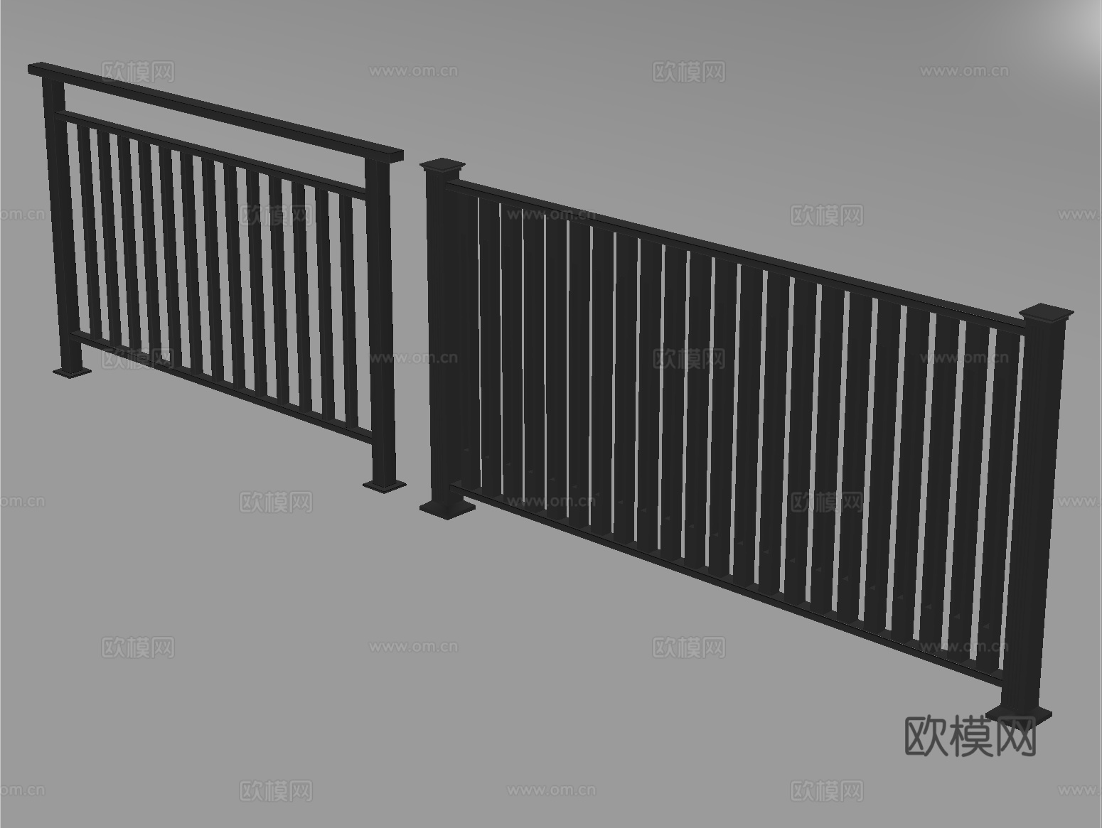 现代围栏护栏 铁艺栏杆 扶手su模型