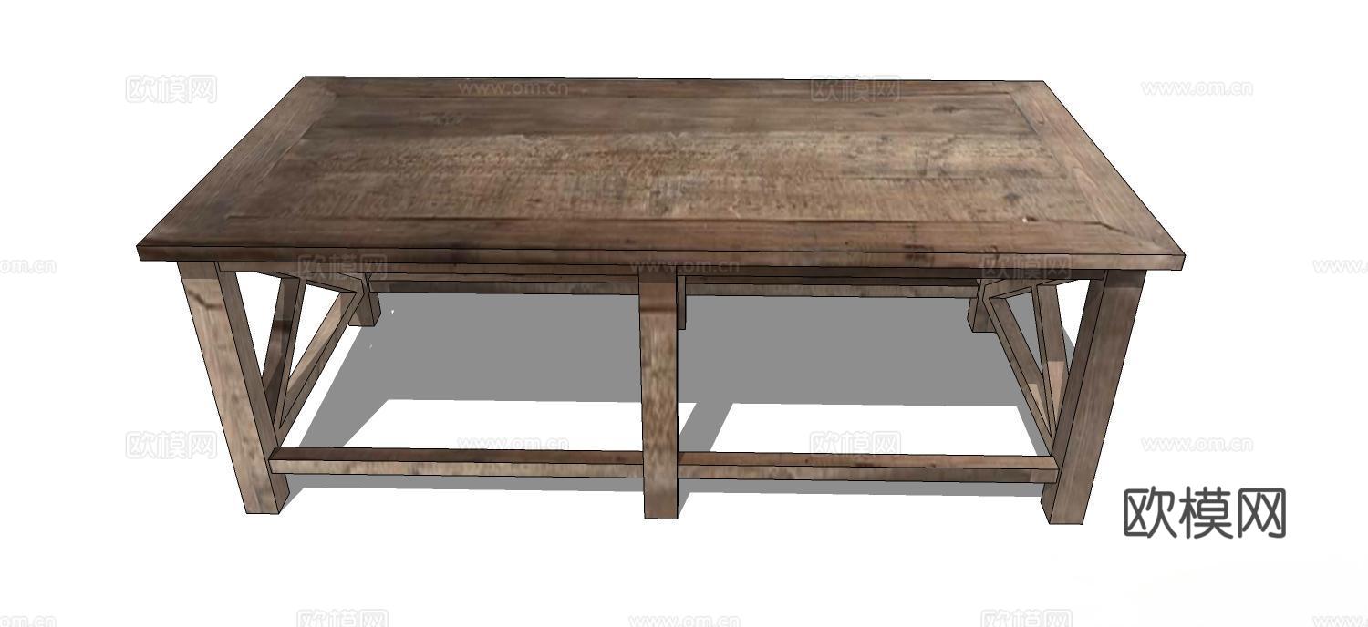 实木桌子 家用桌子 桌子 新中式桌子 茶几 桌台su模型