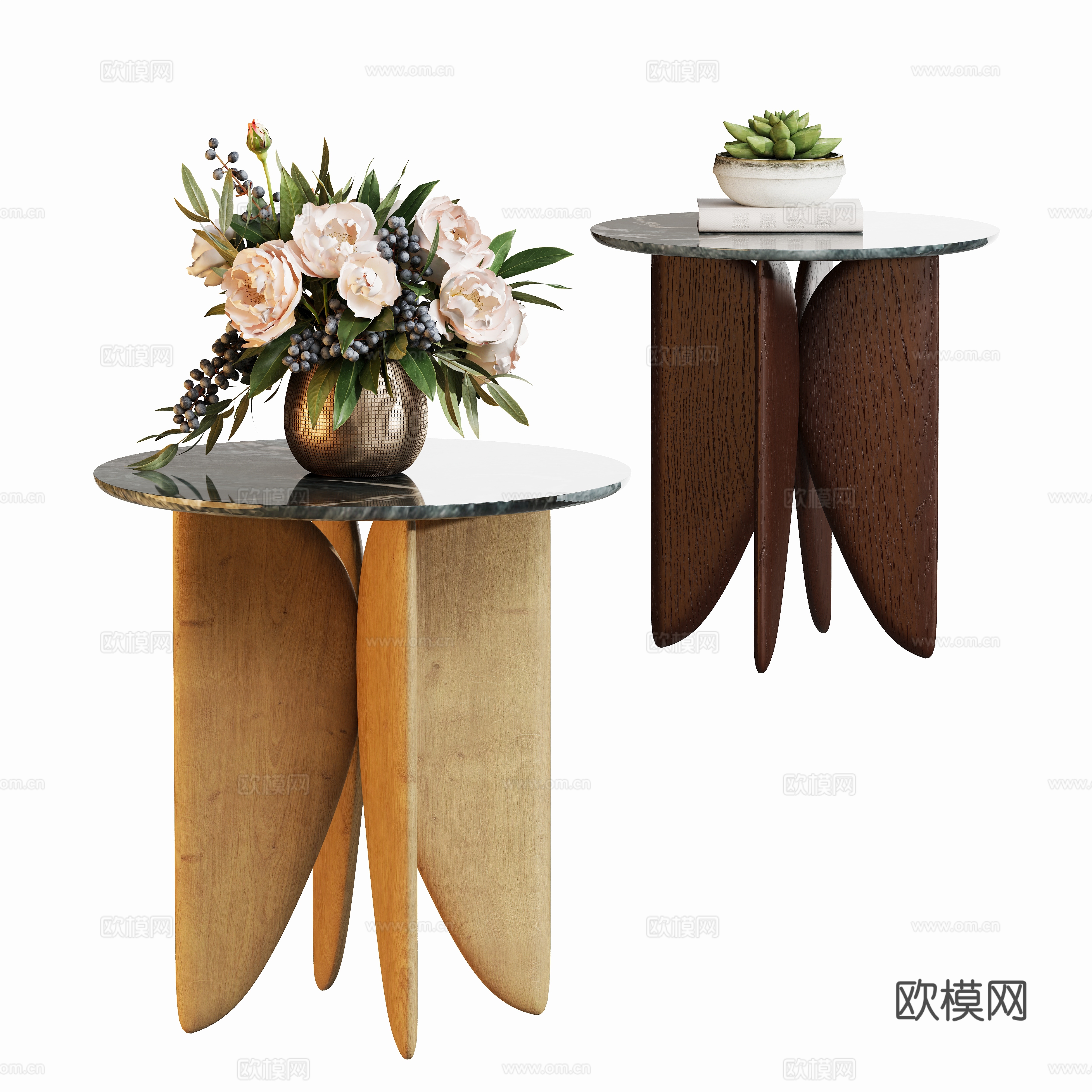 现代原木角几边几su模型