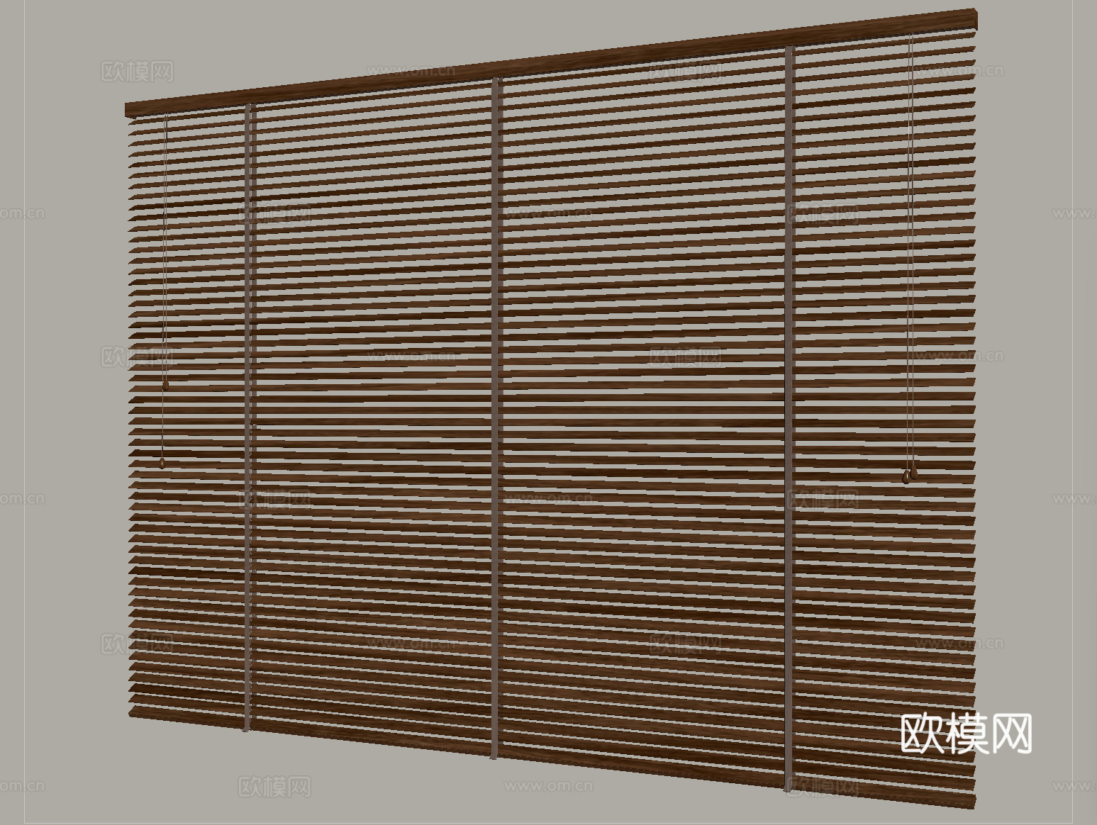 新中式百叶帘 窗帘 卷帘su模型