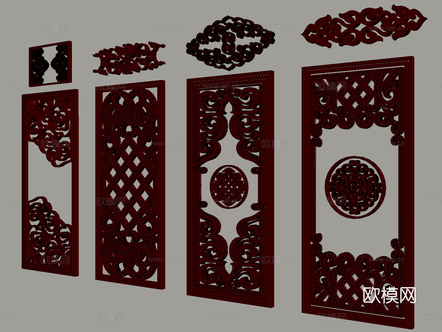 中式雕花 仿古雕花 浮雕雕花su模型