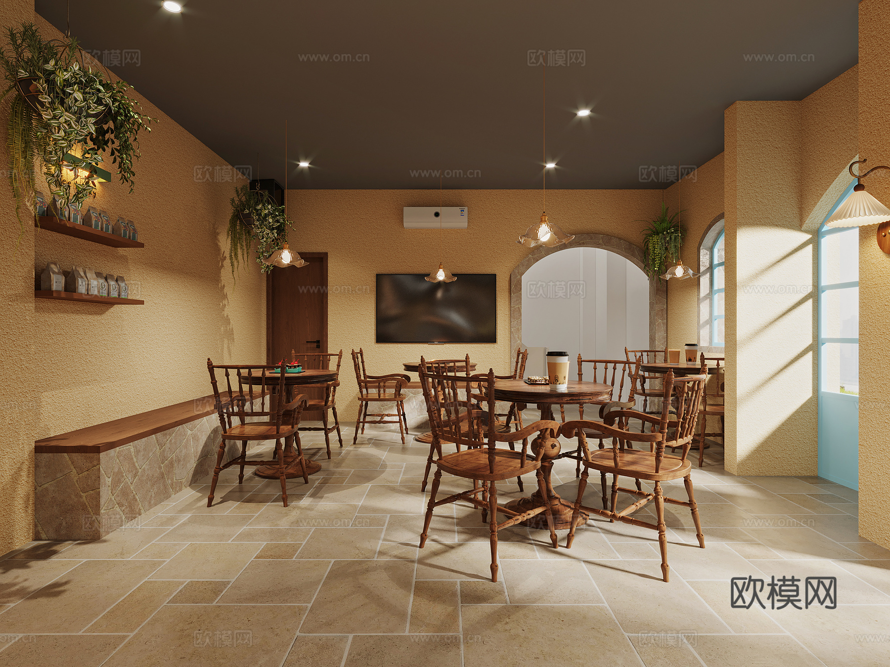 现代 咖啡店3d模型下载（渲染图2）