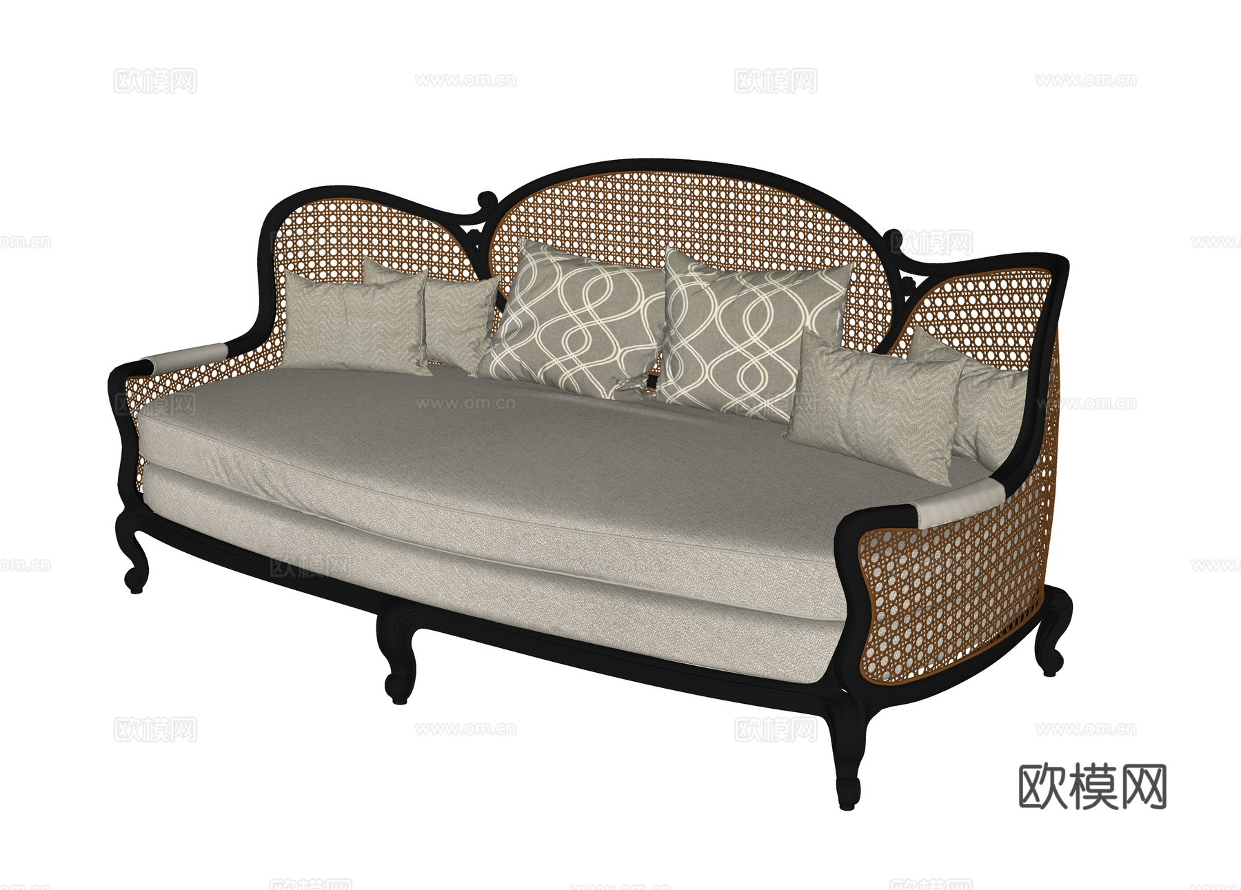 现代户外沙发 藤编沙发su模型