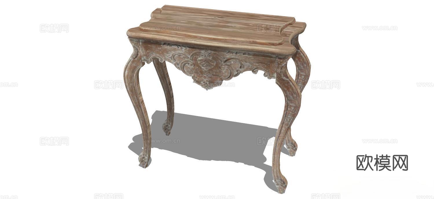 实木桌子 实木圆几 家用桌子 桌子 新中式桌子su模型