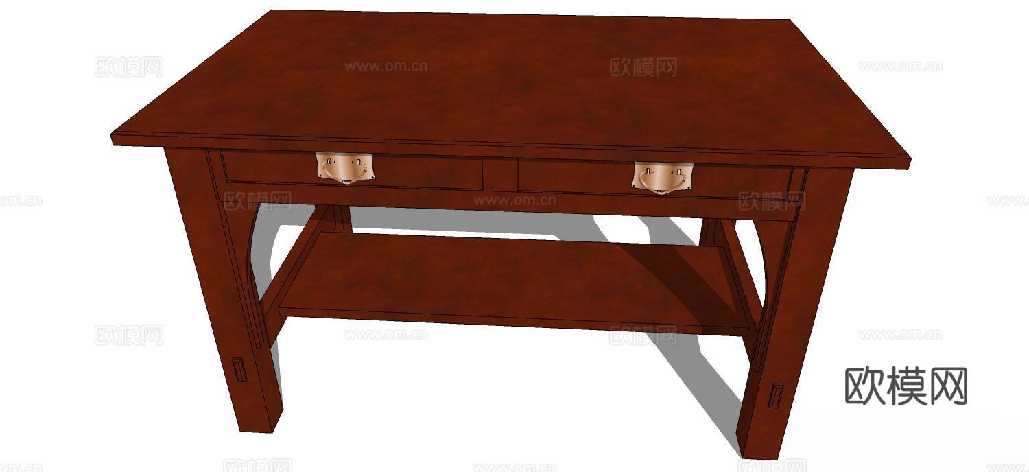 书桌 实木书桌 家用书桌su模型