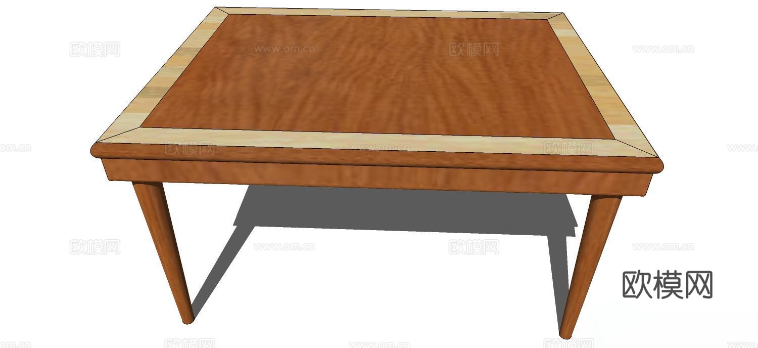 实木桌子 实木餐桌 家用桌子 桌子 新中式桌子su模型