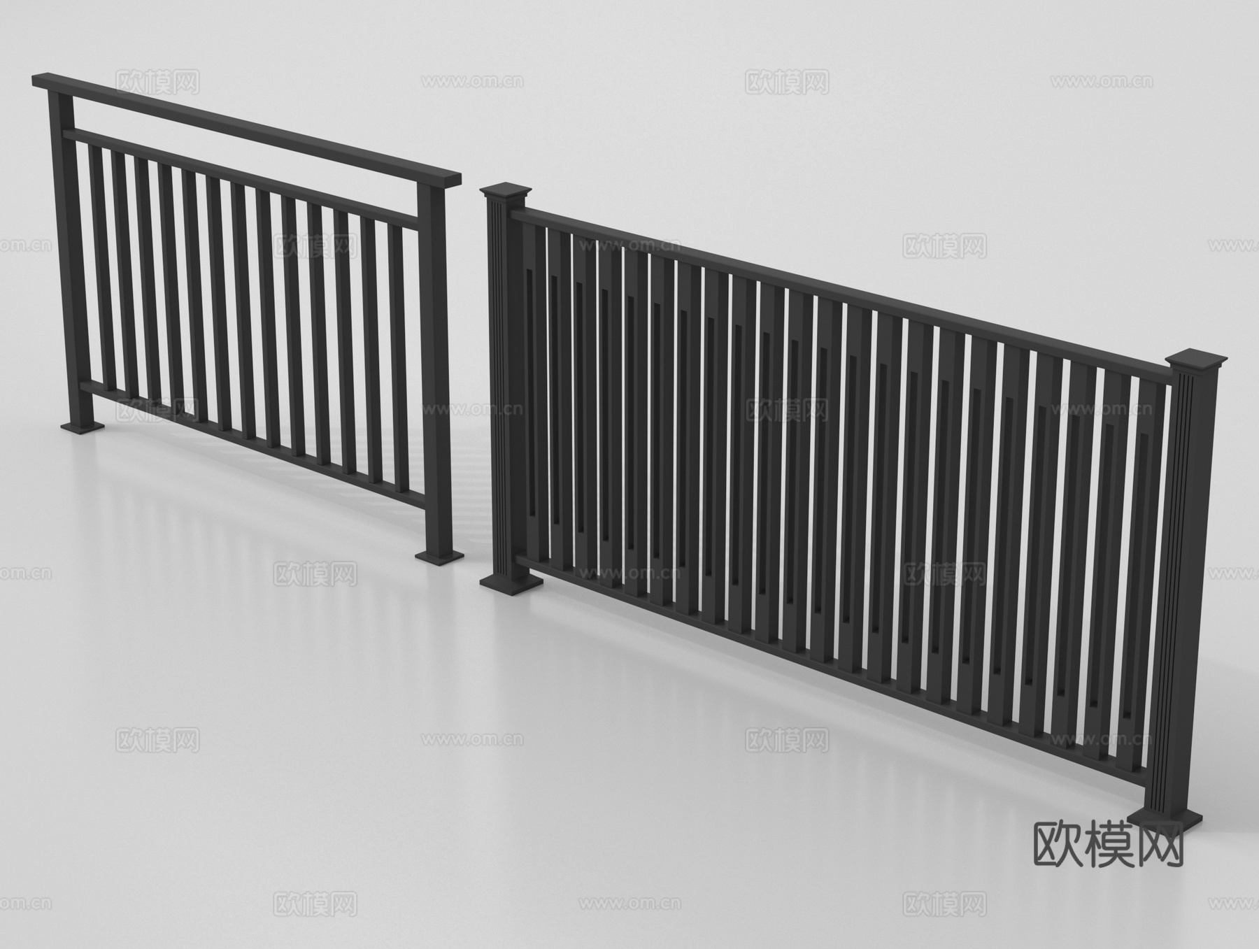 现代围栏护栏 铁艺栏杆 扶手su模型