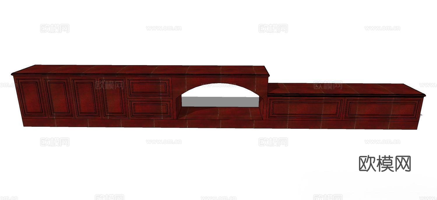 电视柜 实木电视柜 电视矮柜su模型