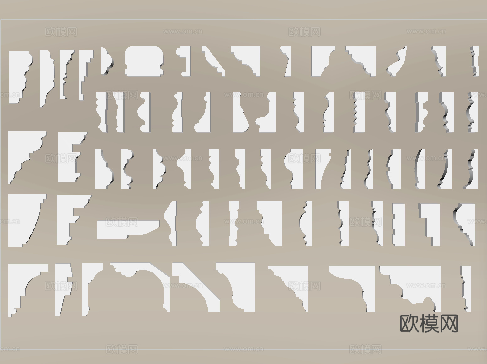 法式线条石膏线 天花角线檐口线 顶角阴角线踢脚线su模型