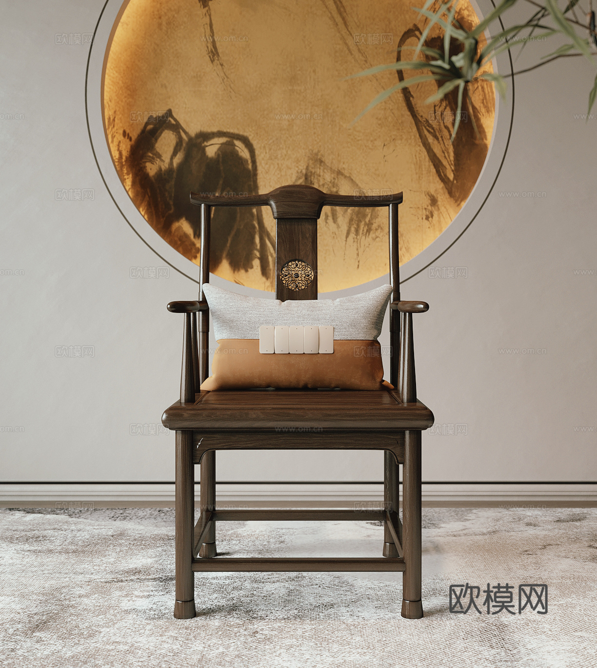 新中式单椅太师椅su模型