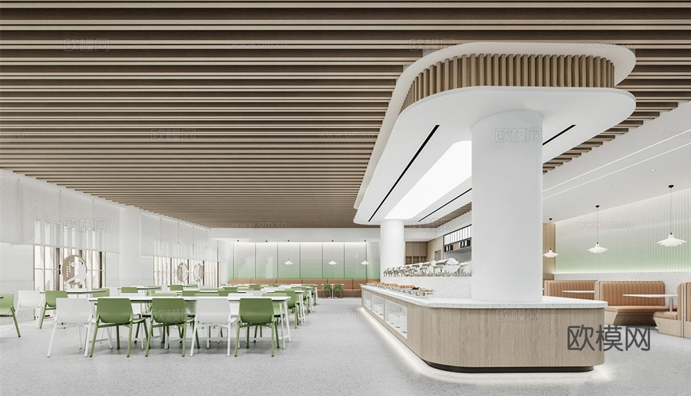 现代自助餐厅 现代自助餐厅 员工su模型