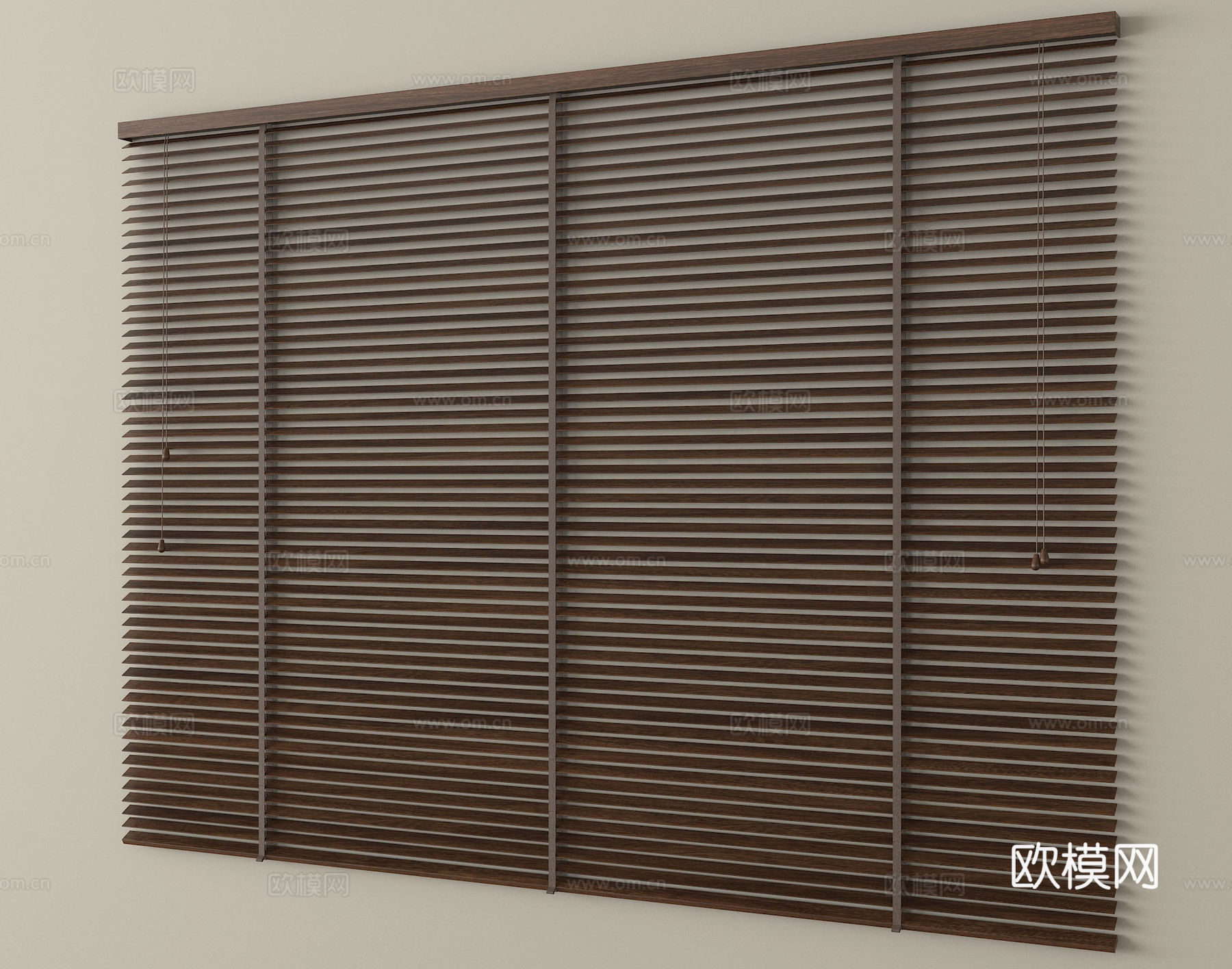 新中式百叶帘 窗帘 卷帘su模型