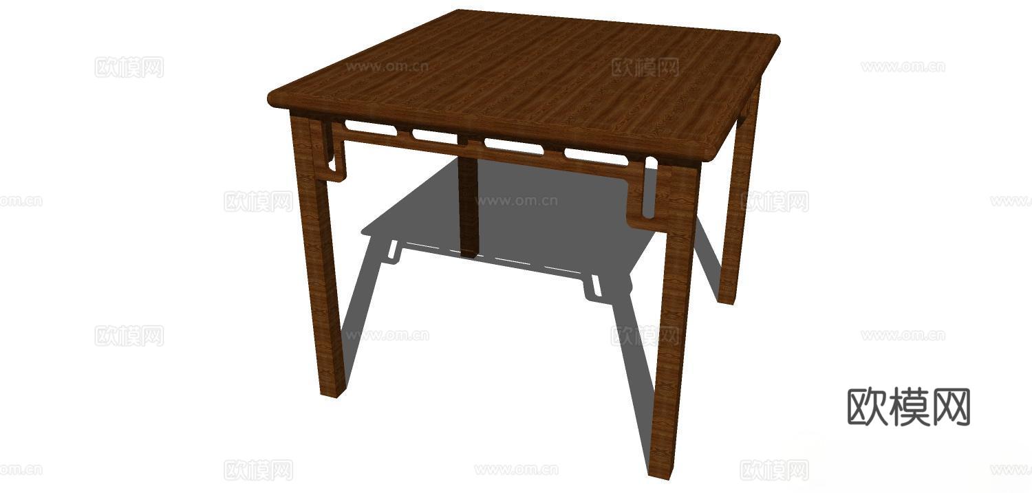 实木桌子 实木餐桌 家用桌子 桌子 新中式桌子su模型