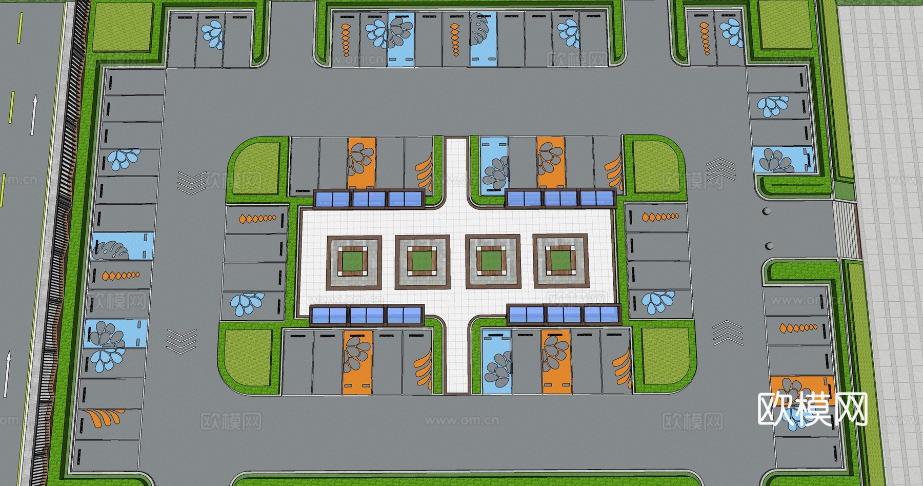 现代创意停车场 创意停车位su模型