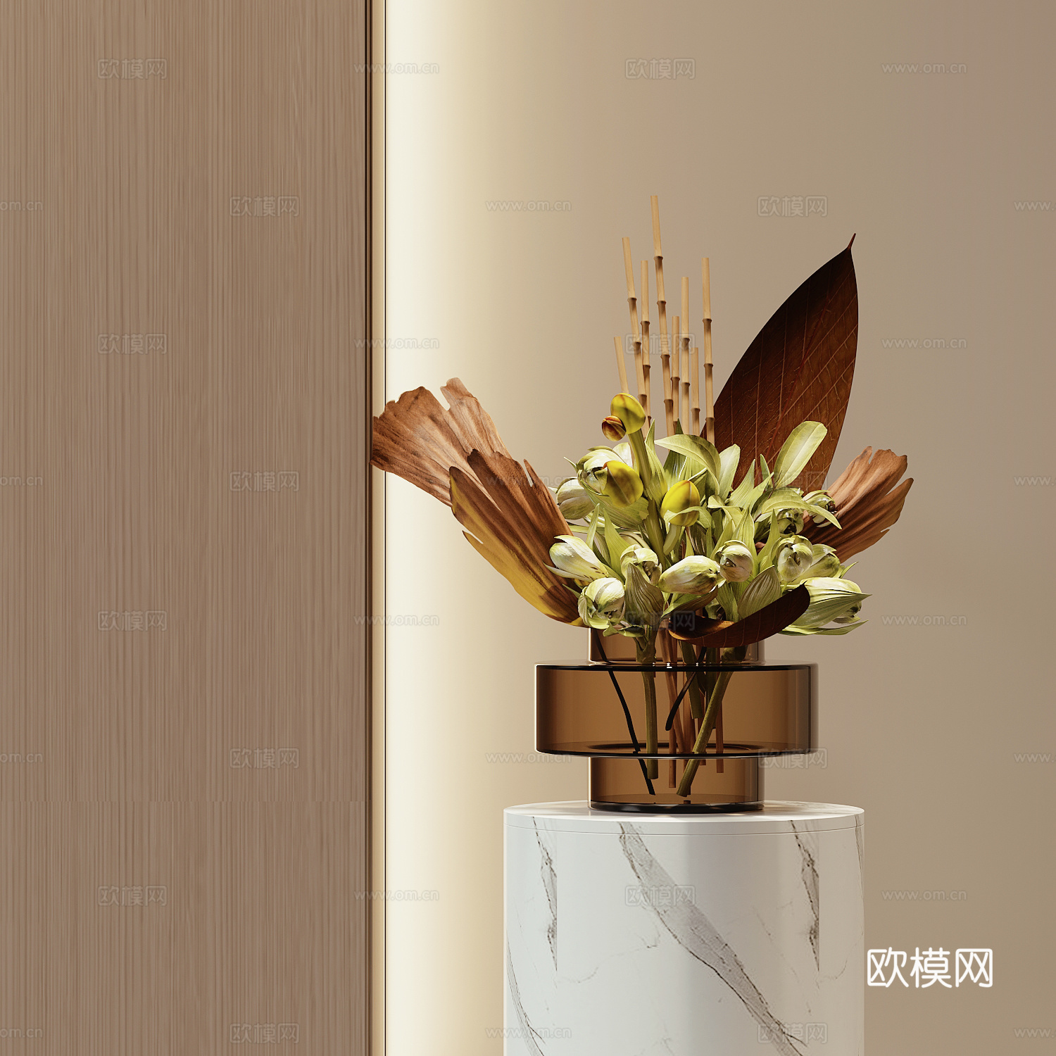 现代花瓶花艺插花su模型