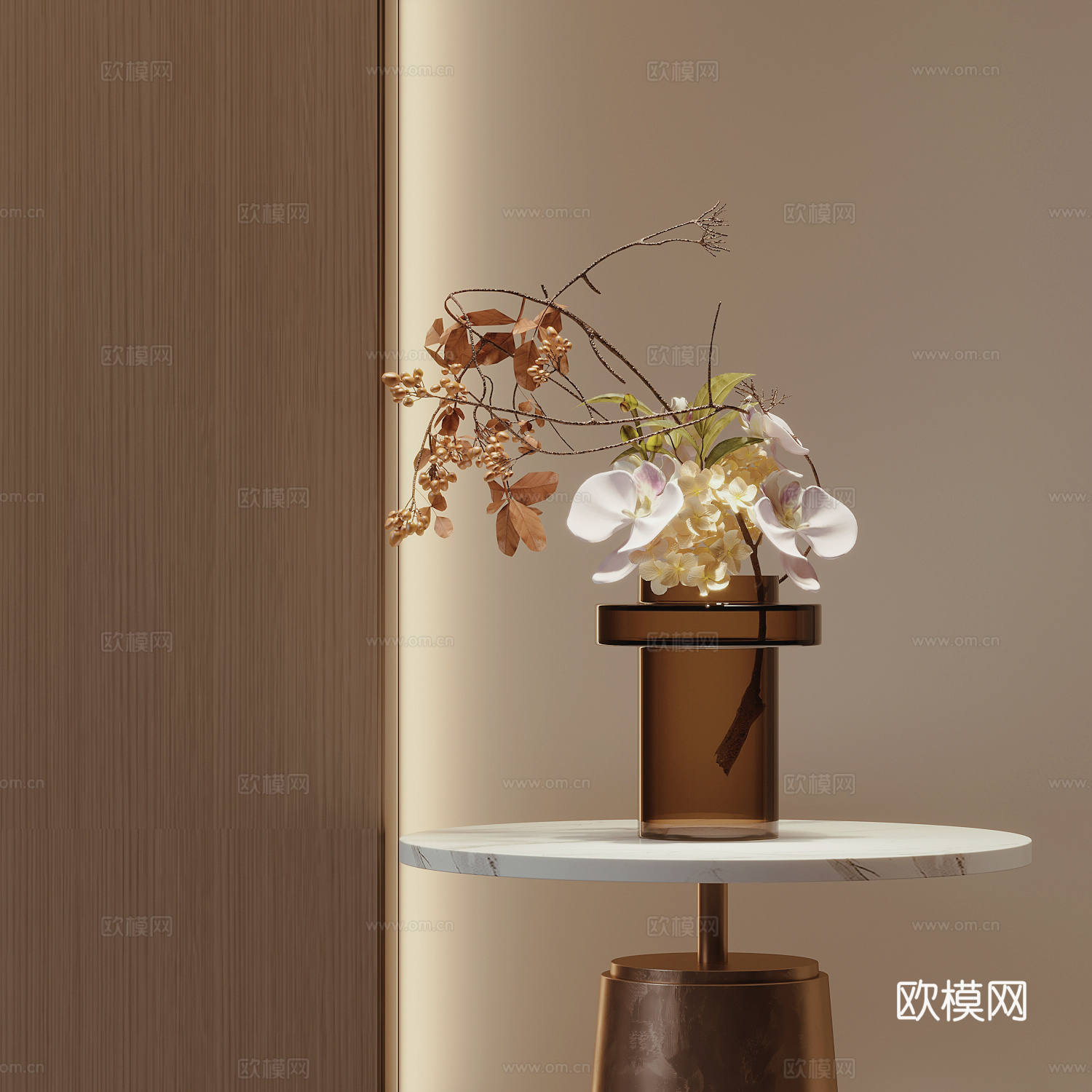 现代花瓶花艺插花3d模型下载