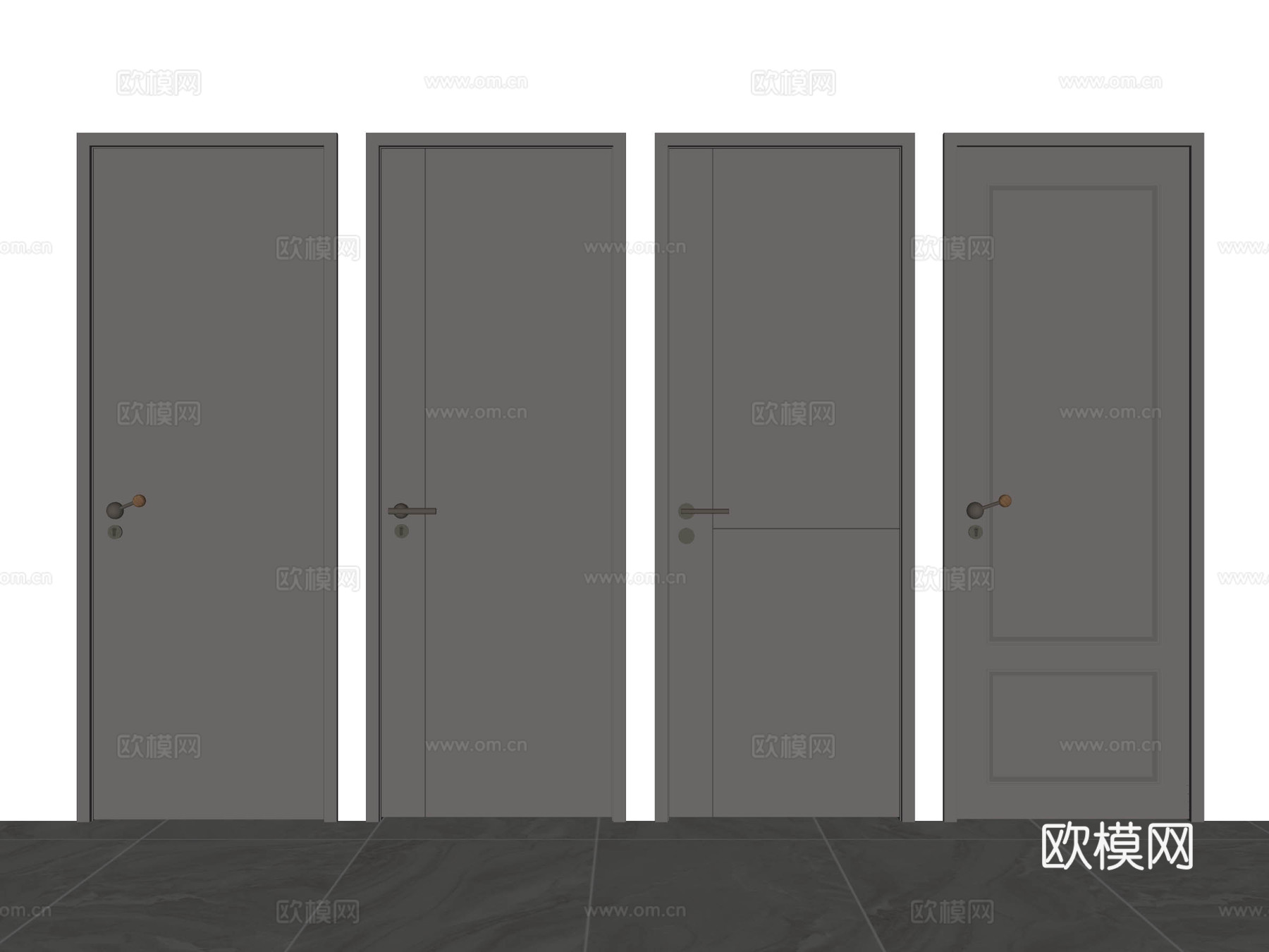 现代单开门 中古风单开门 意式单开门 卧室门su模型