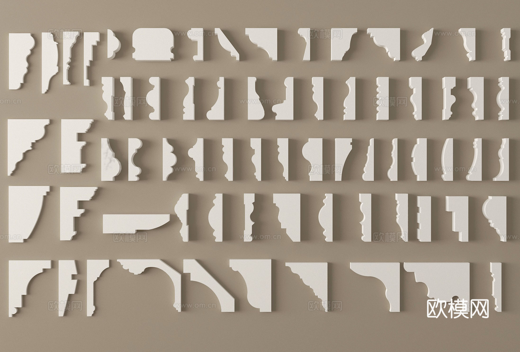 法式线条石膏线 天花角线檐口线 顶角阴角线踢脚线su模型