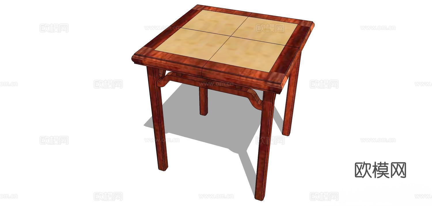 实木桌子 实木餐桌 家用桌子 桌子su模型