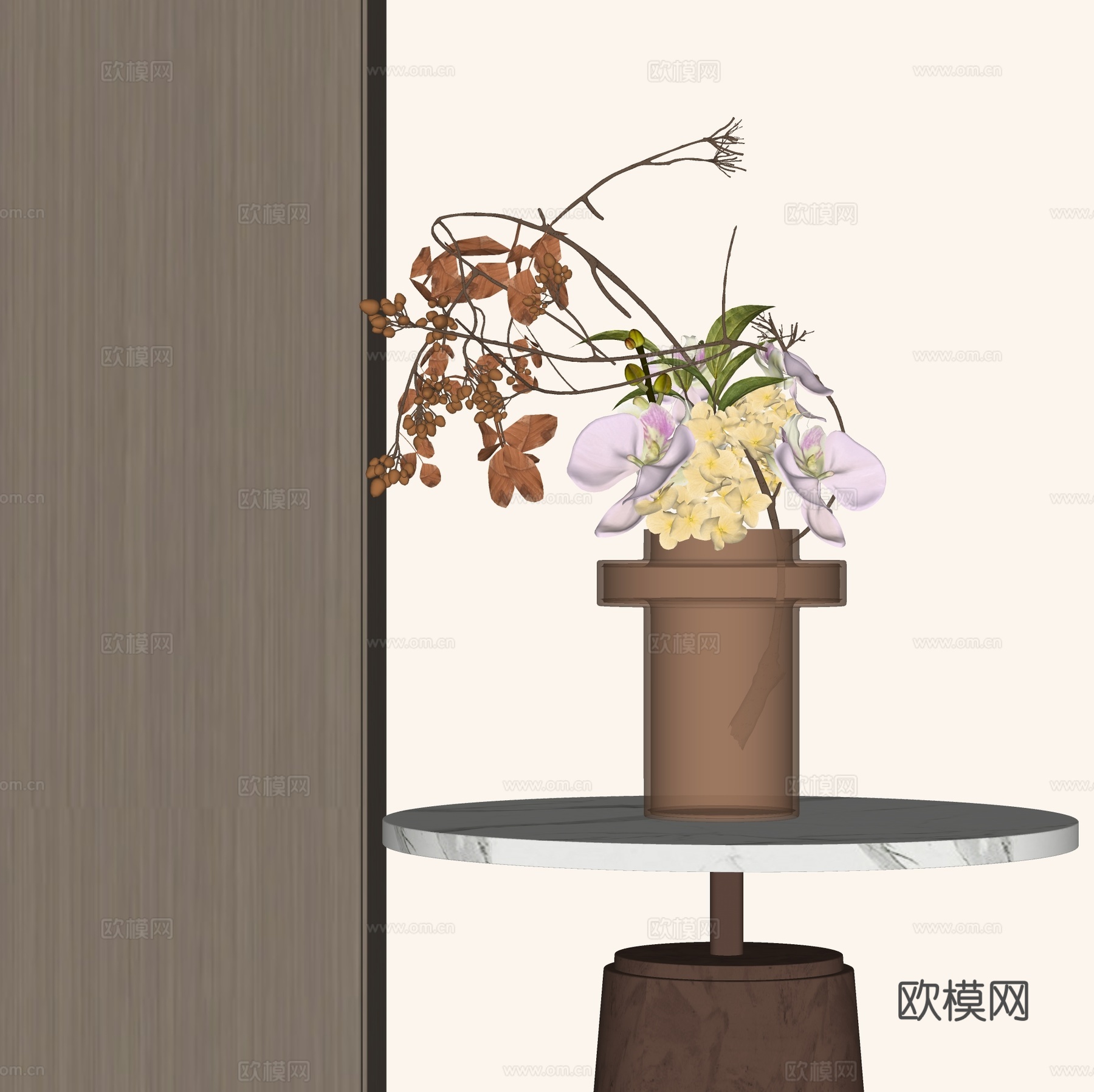 现代花瓶花艺插花su模型