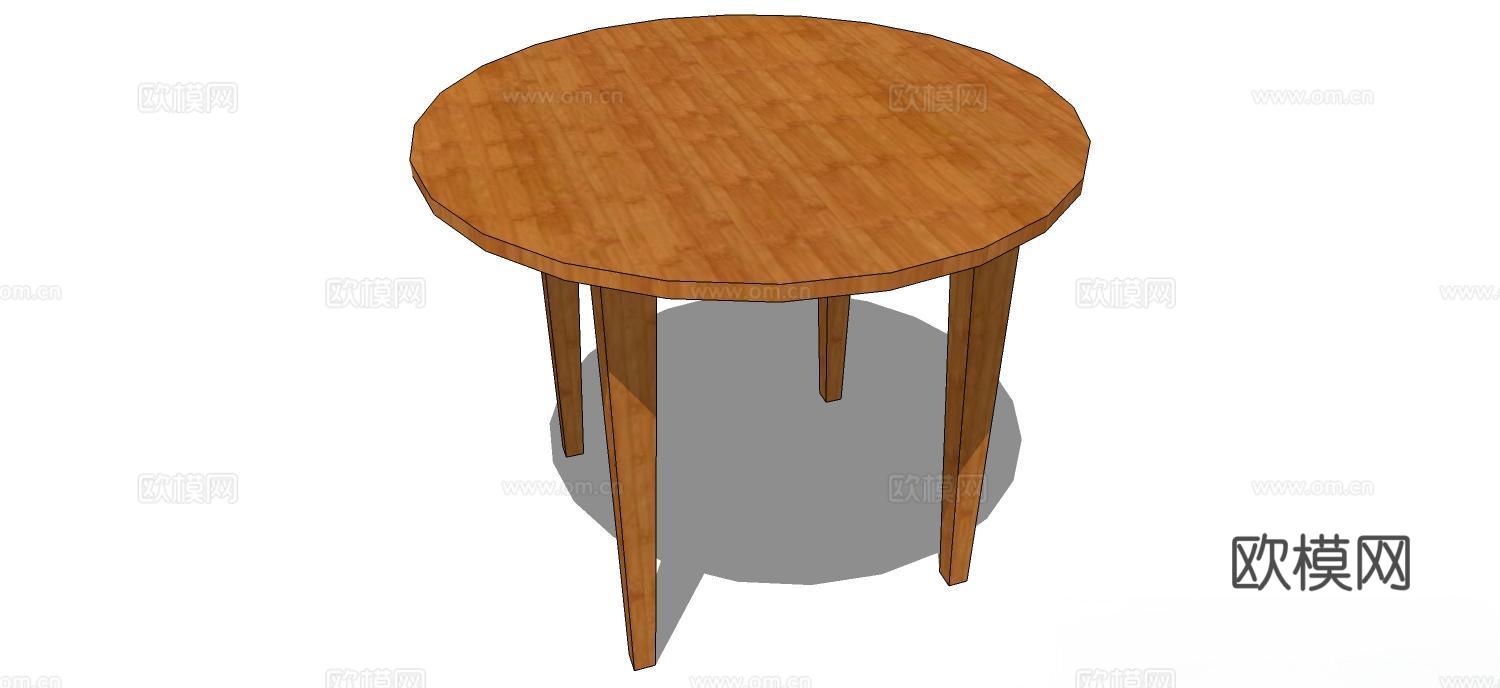实木桌子 实木餐桌 家用桌子 桌子 新中式桌子su模型